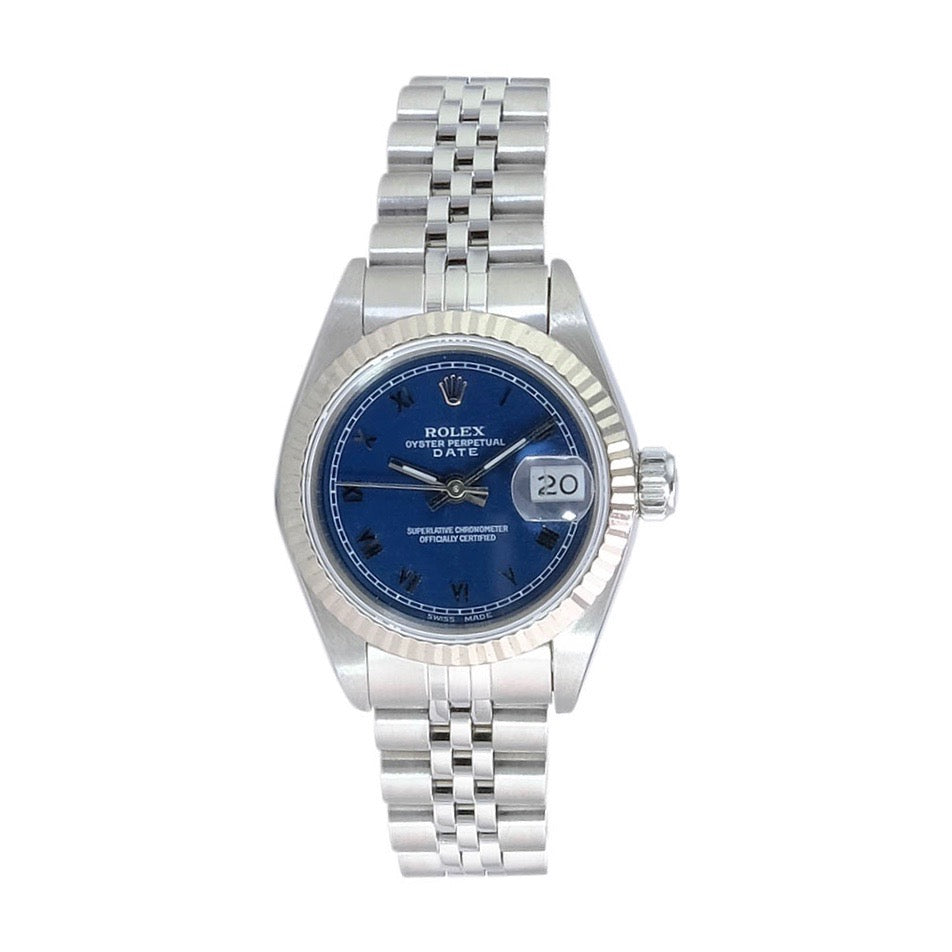 Rolex Datejust Matte Blue Roman Jubilee 69174 - luxuriantconcierge