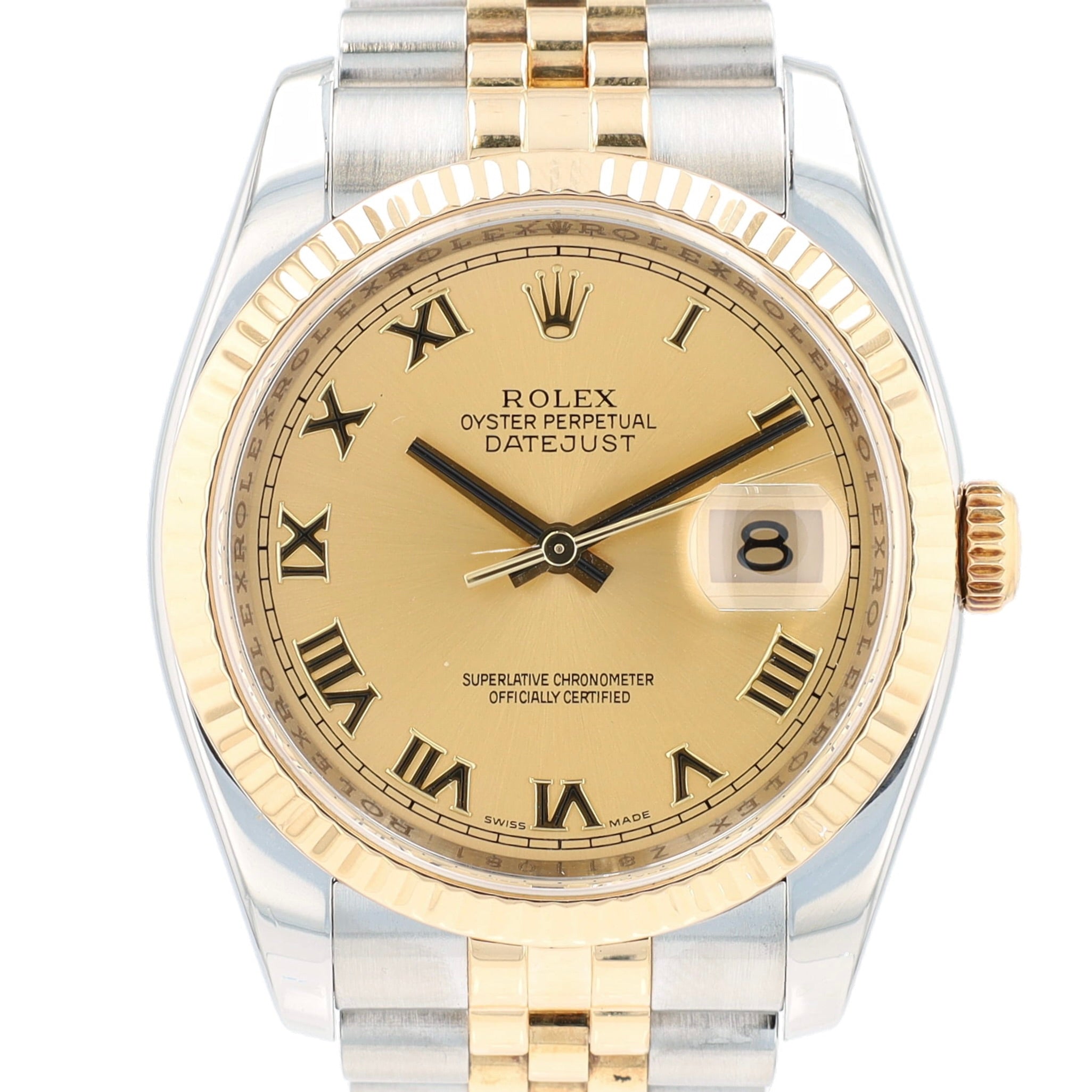 Rolex Datejust 116233 Two-Tone 18KY & SS Champagne Roman Jubilee 36mm Mens Watch - Luxuriant Concierge