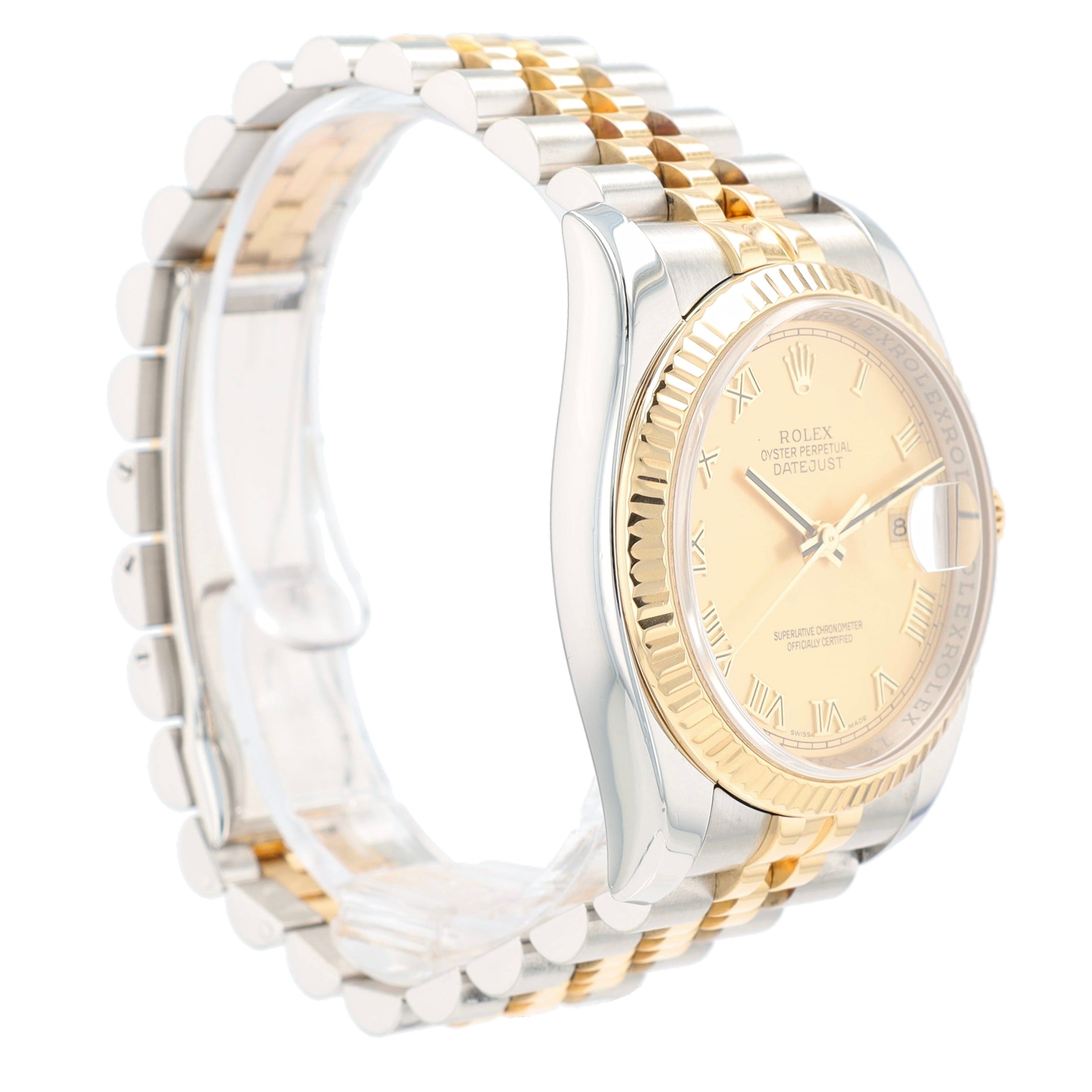 Rolex Datejust 116233 Two-Tone 18KY & SS Champagne Roman Jubilee 36mm Mens Watch - Luxuriant Concierge