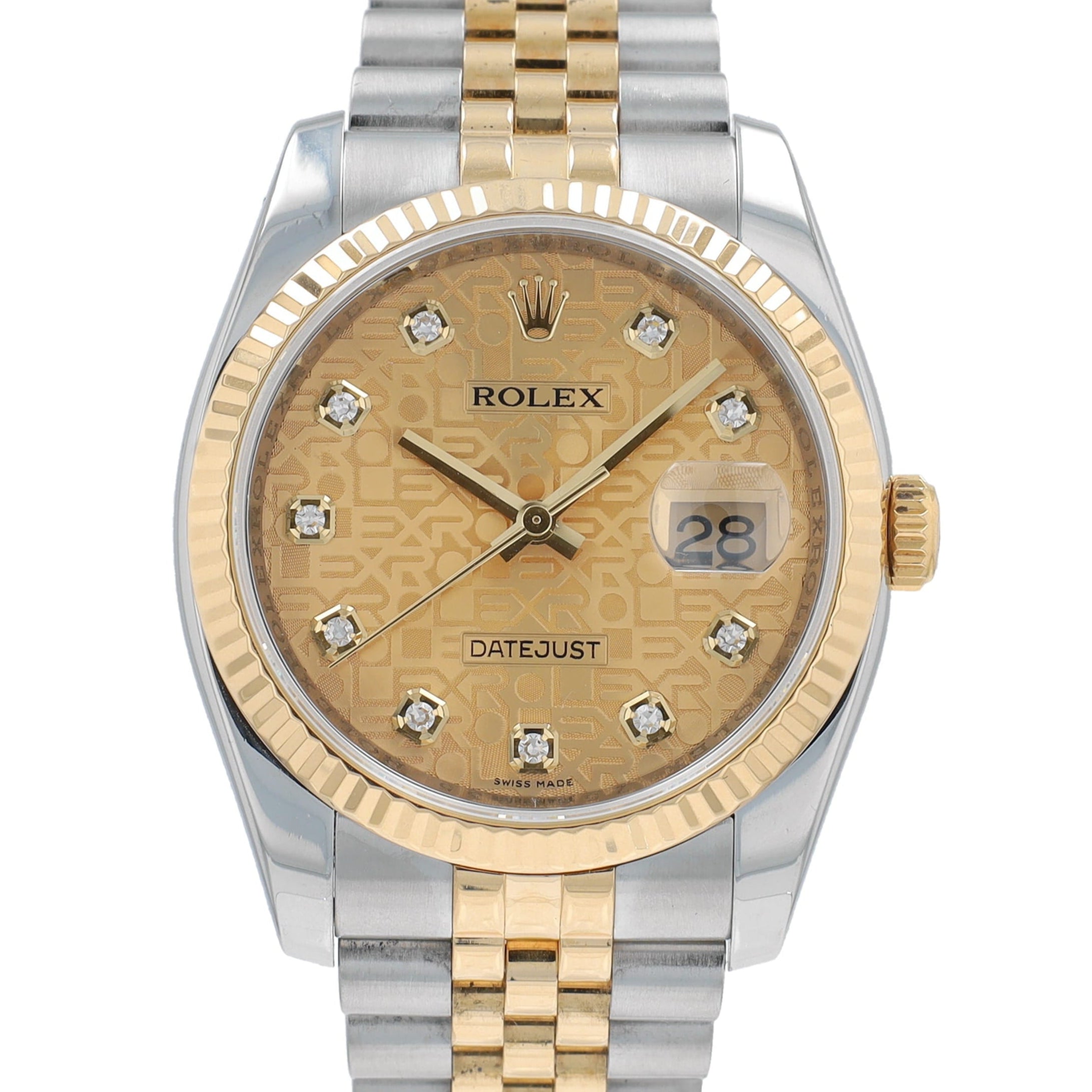 Rolex Datejust  116233 36mm Champagne Jubilee Diamonds Dial Fluted Bezel Jubilee Band - Luxuriant Concierge