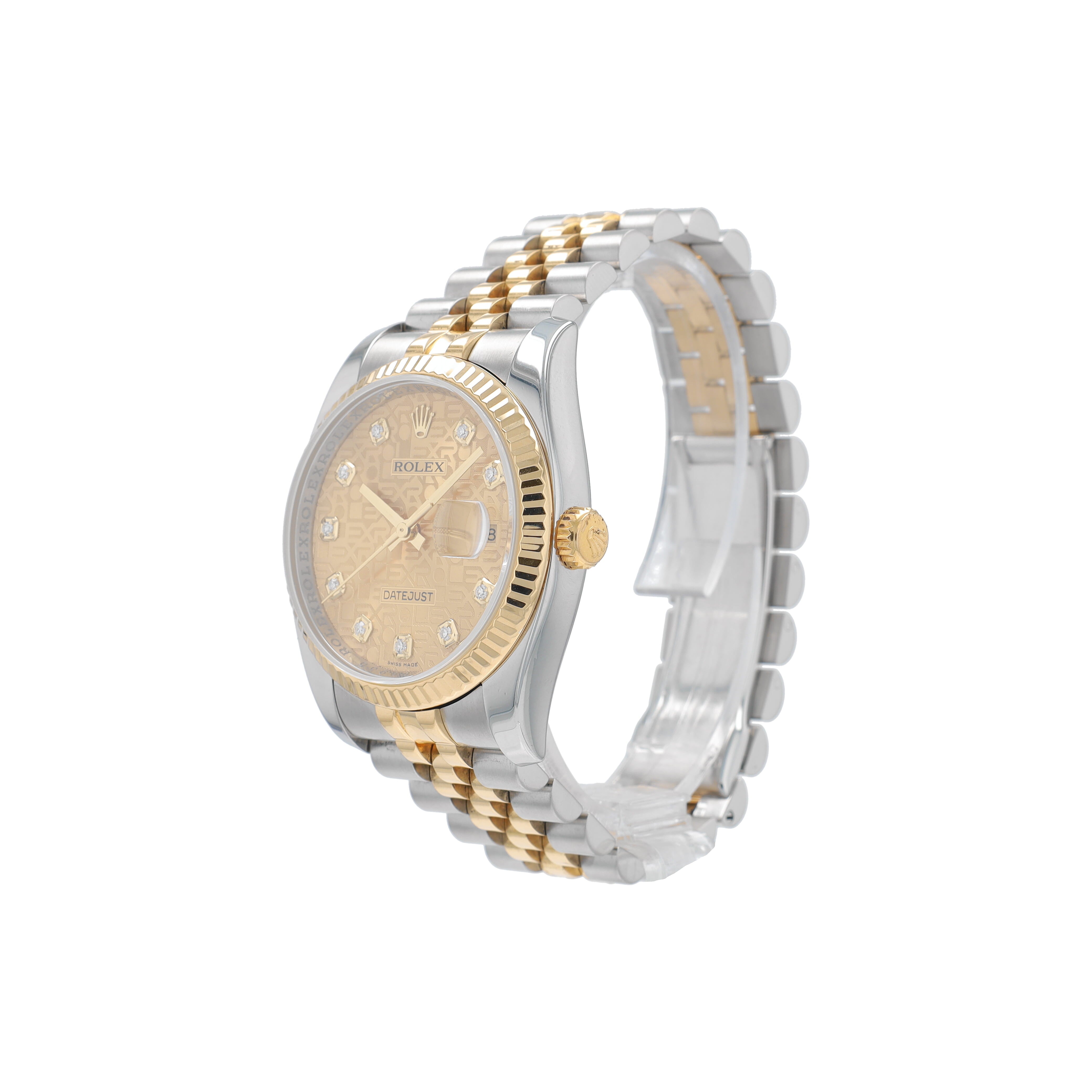 Rolex Datejust  116233 36mm Champagne Jubilee Diamonds Dial Fluted Bezel Jubilee Band - Luxuriant Concierge