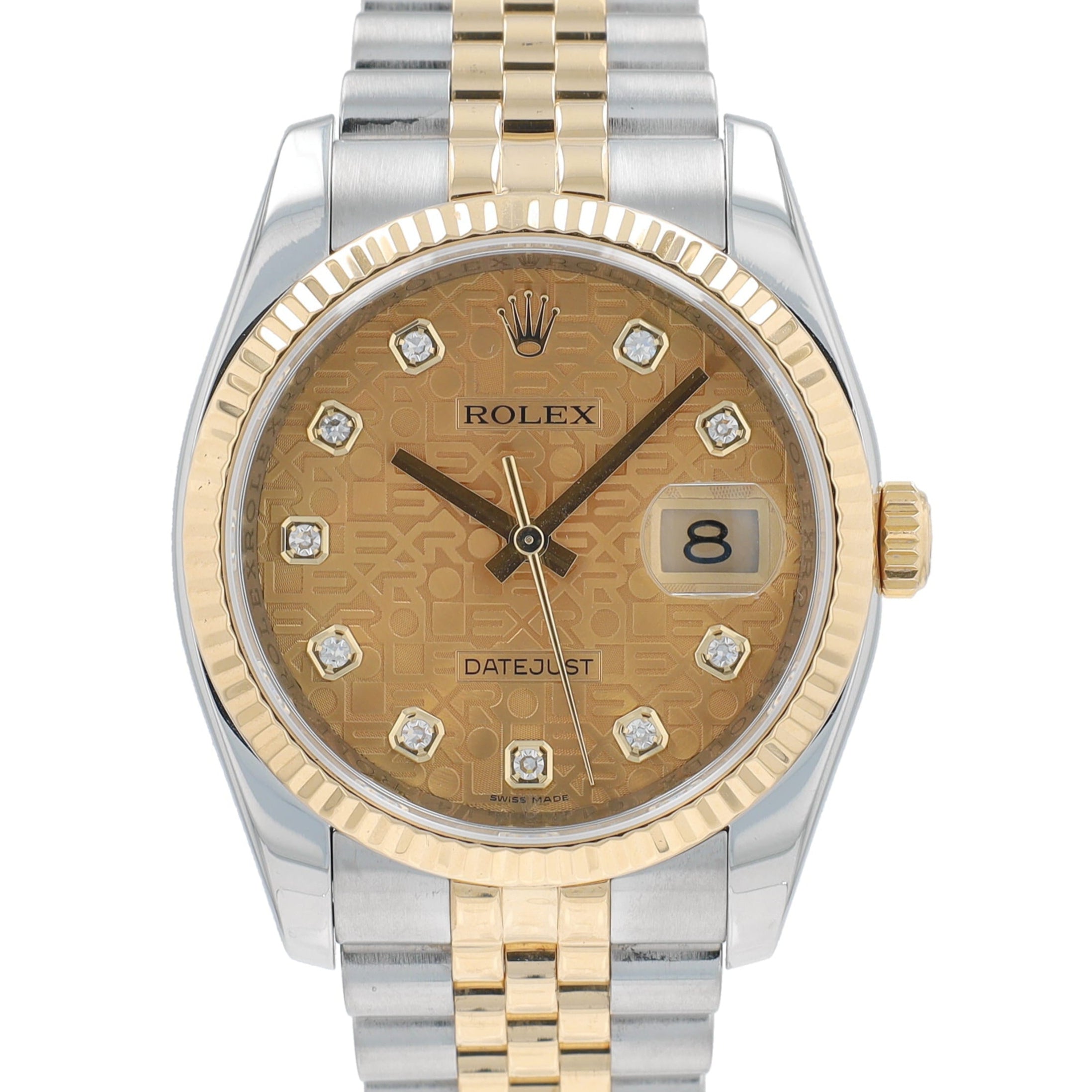 Rolex Datejust  116233 36mm Champagne Jubilee Diamonds Dial Fluted Bezel Jubilee Band - Luxuriant Concierge