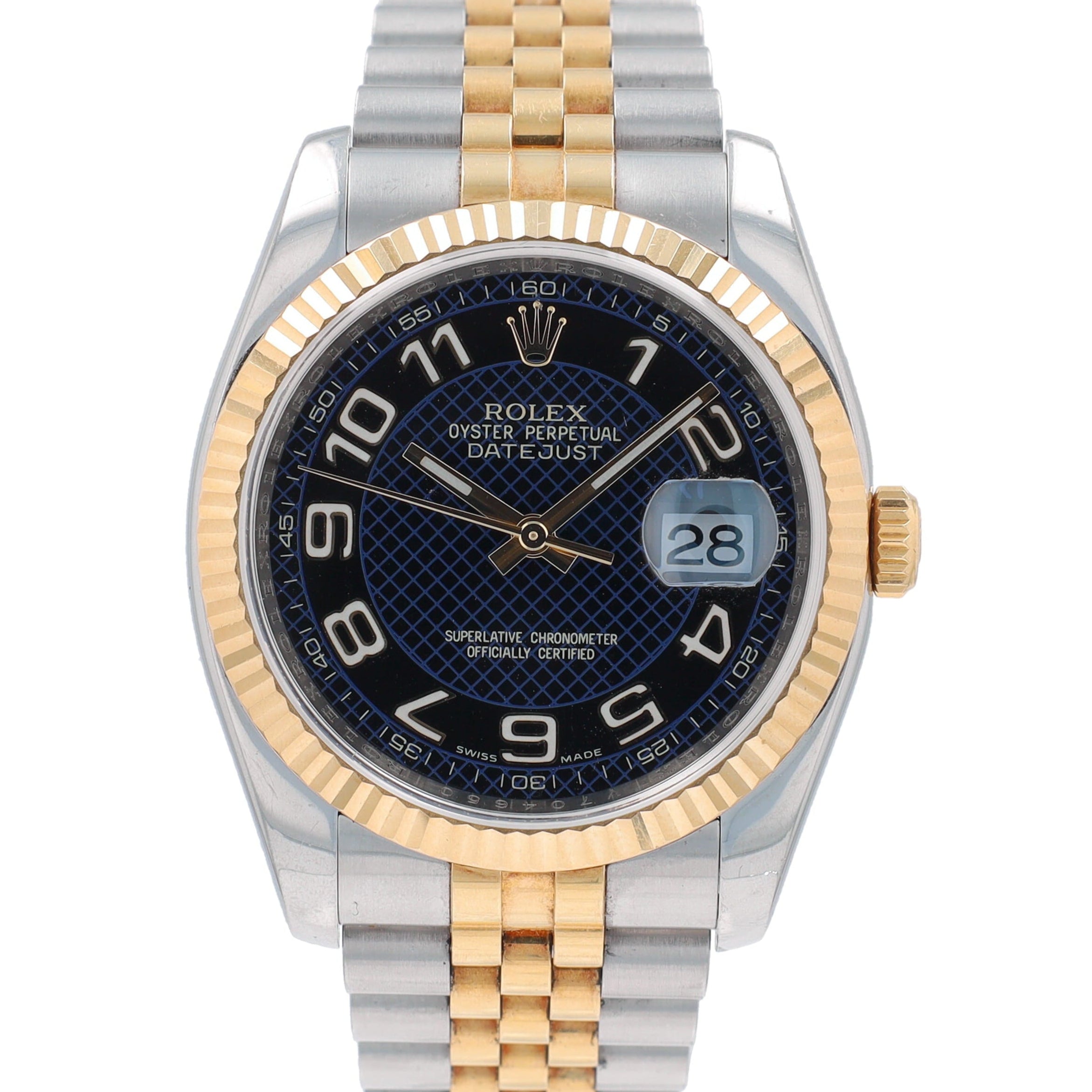 B&P Rolex Datejust 116233 36mm Black Roman Dial Fluted Bezel Jubilee Band - Luxuriant Concierge
