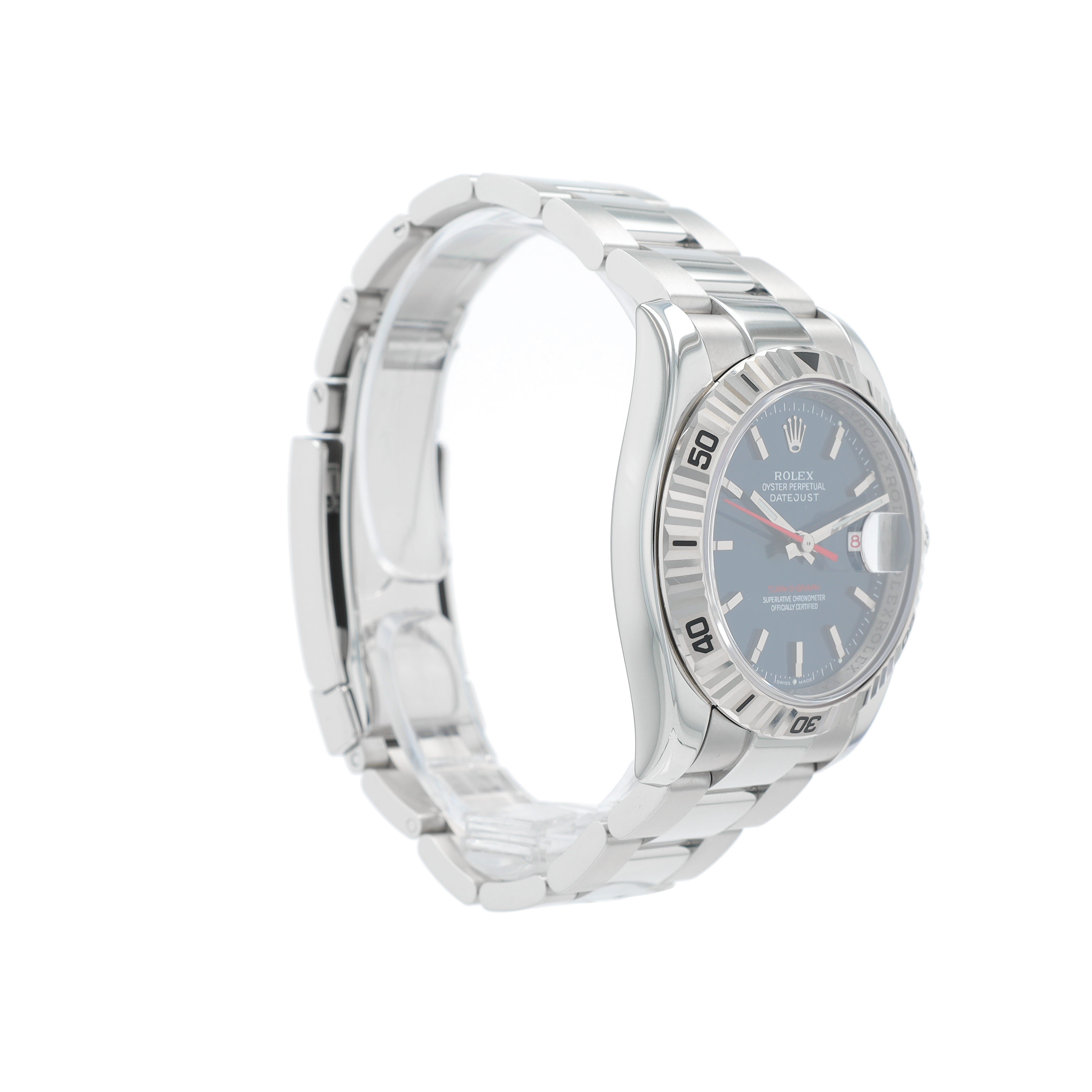 B&P Rolex Datejust 116264 36mm Blue Index Dial Thunderbird Bezel Oyster Band - Luxuriant Concierge