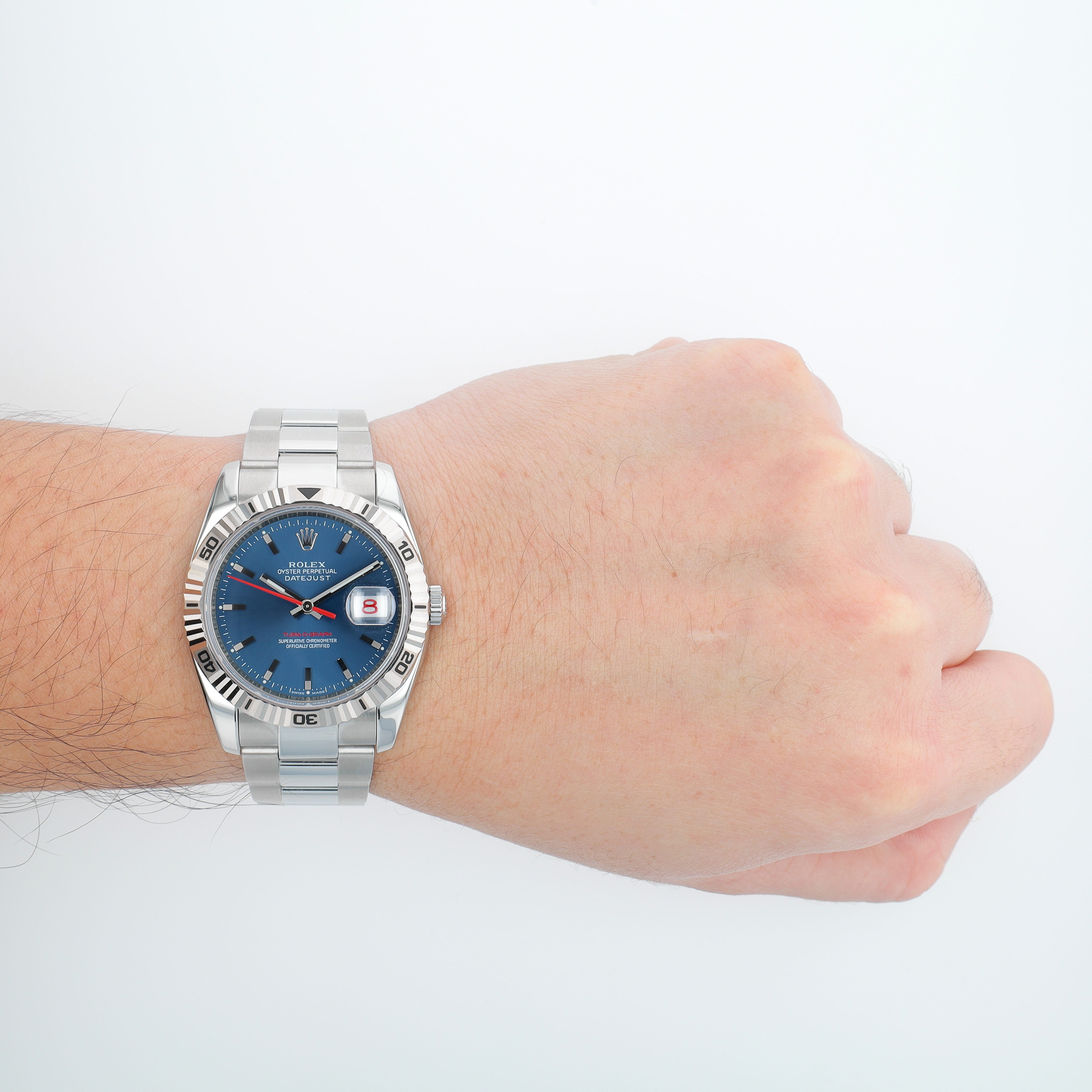 B&P Rolex Datejust 116264 36mm Blue Index Dial Thunderbird Bezel Oyster Band - Luxuriant Concierge