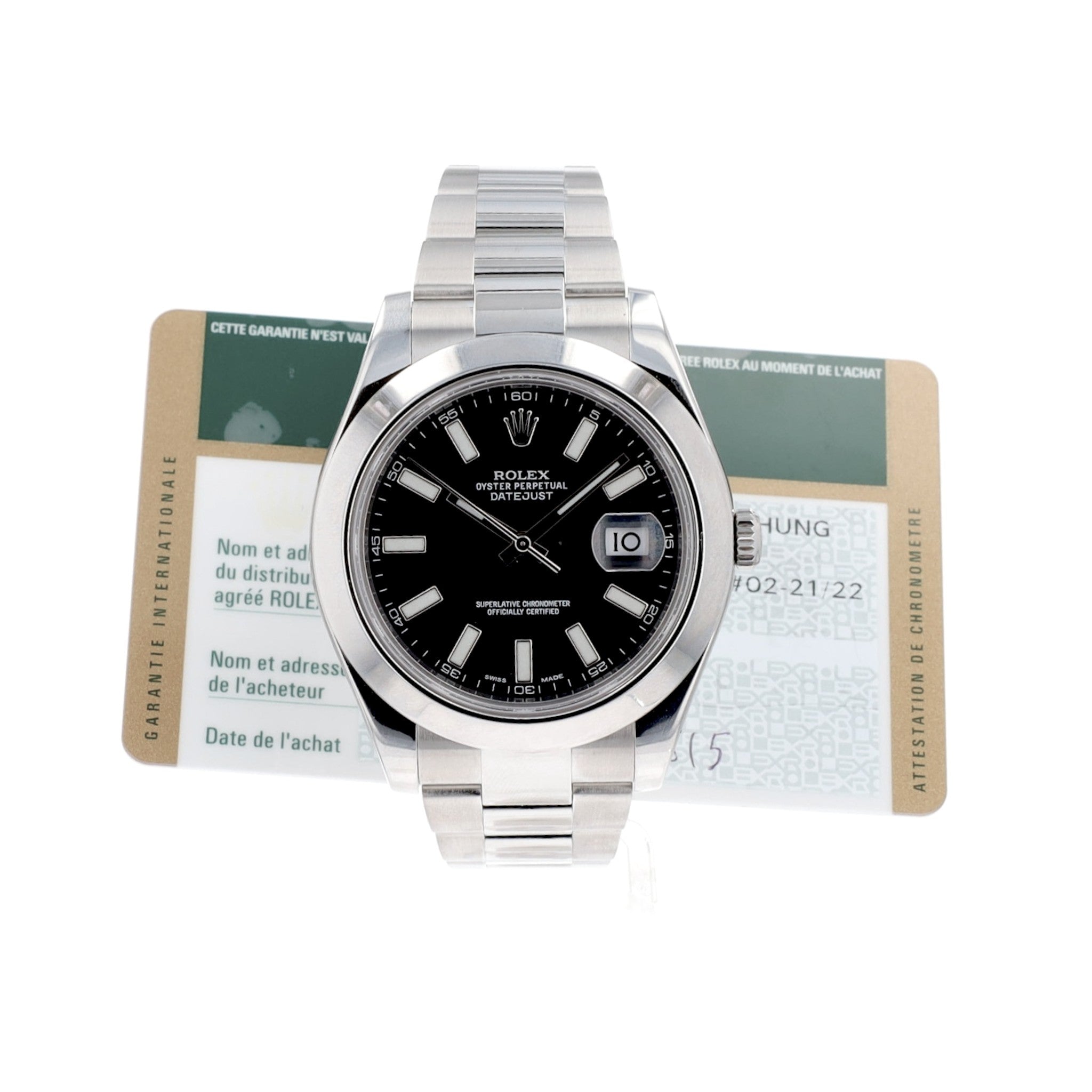 Rolex Datejust II 116300 41mm Black Index Stainless Steel Oyster Band Auto Watch