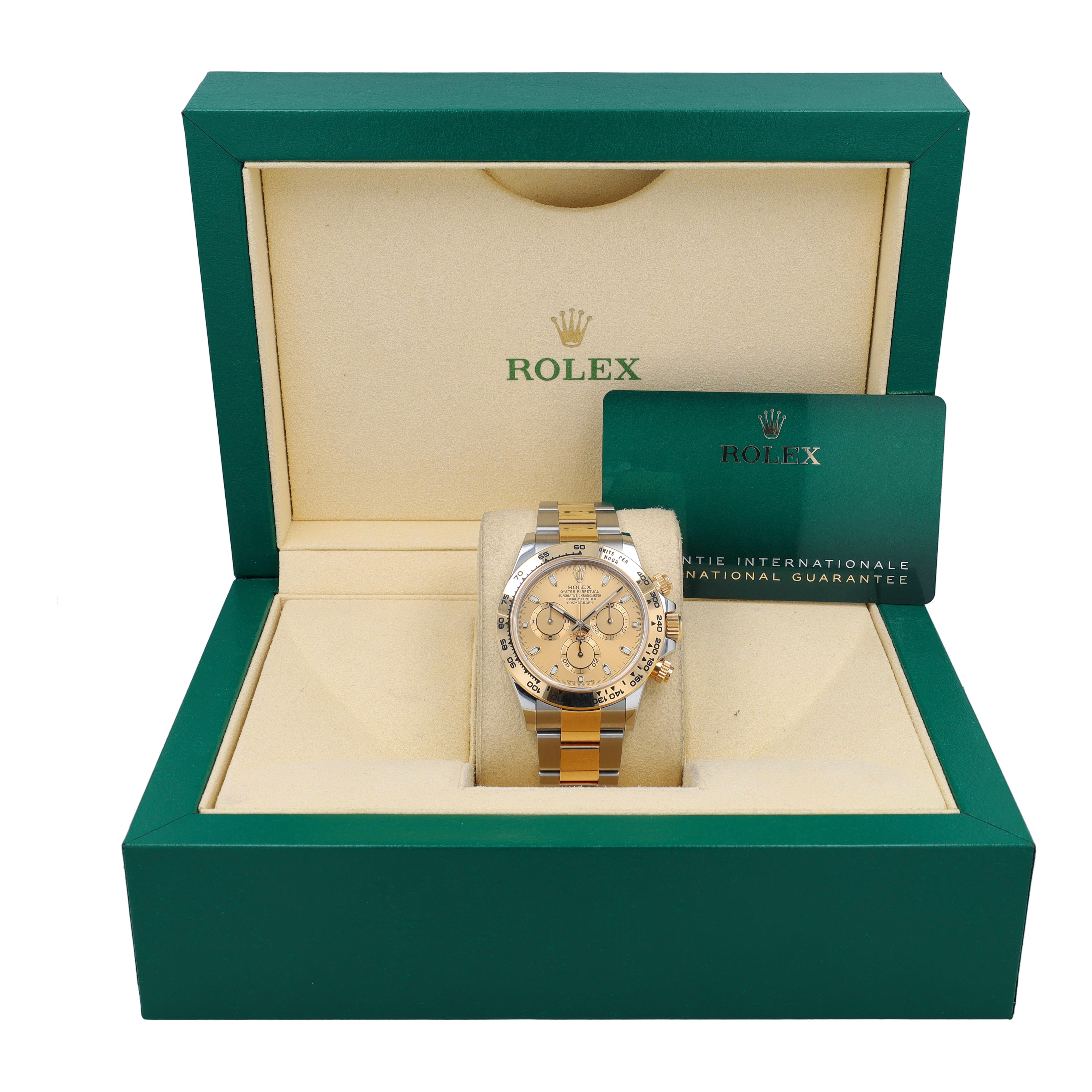 Rolex Daytona 116503 Watch 18K Yellow Gold & Steel Champagne Mens Watch BOX&CERT