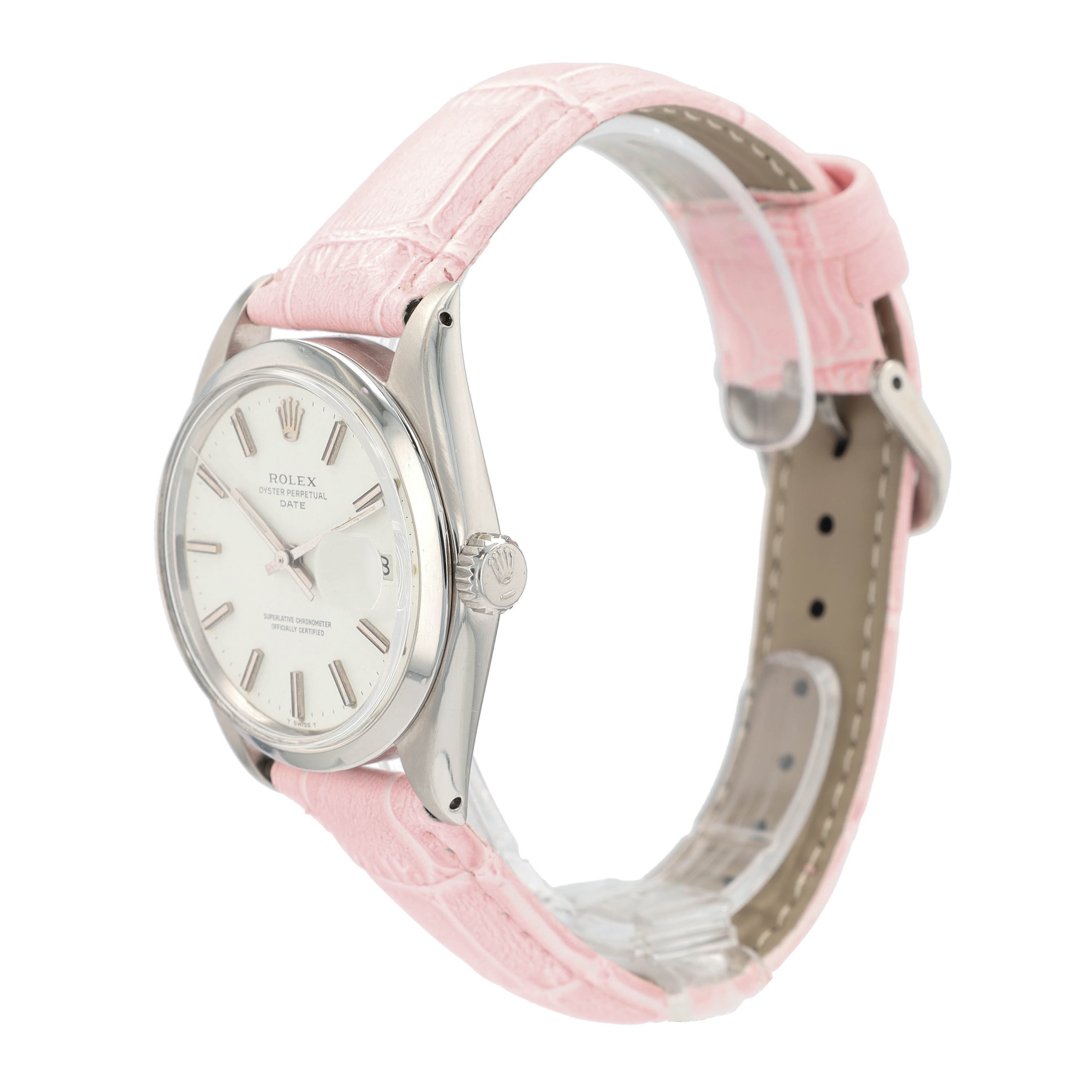 Rolex Date 1500 36mm White Index Dial Smooth Bezel AM Leather Band - Luxuriant Concierge