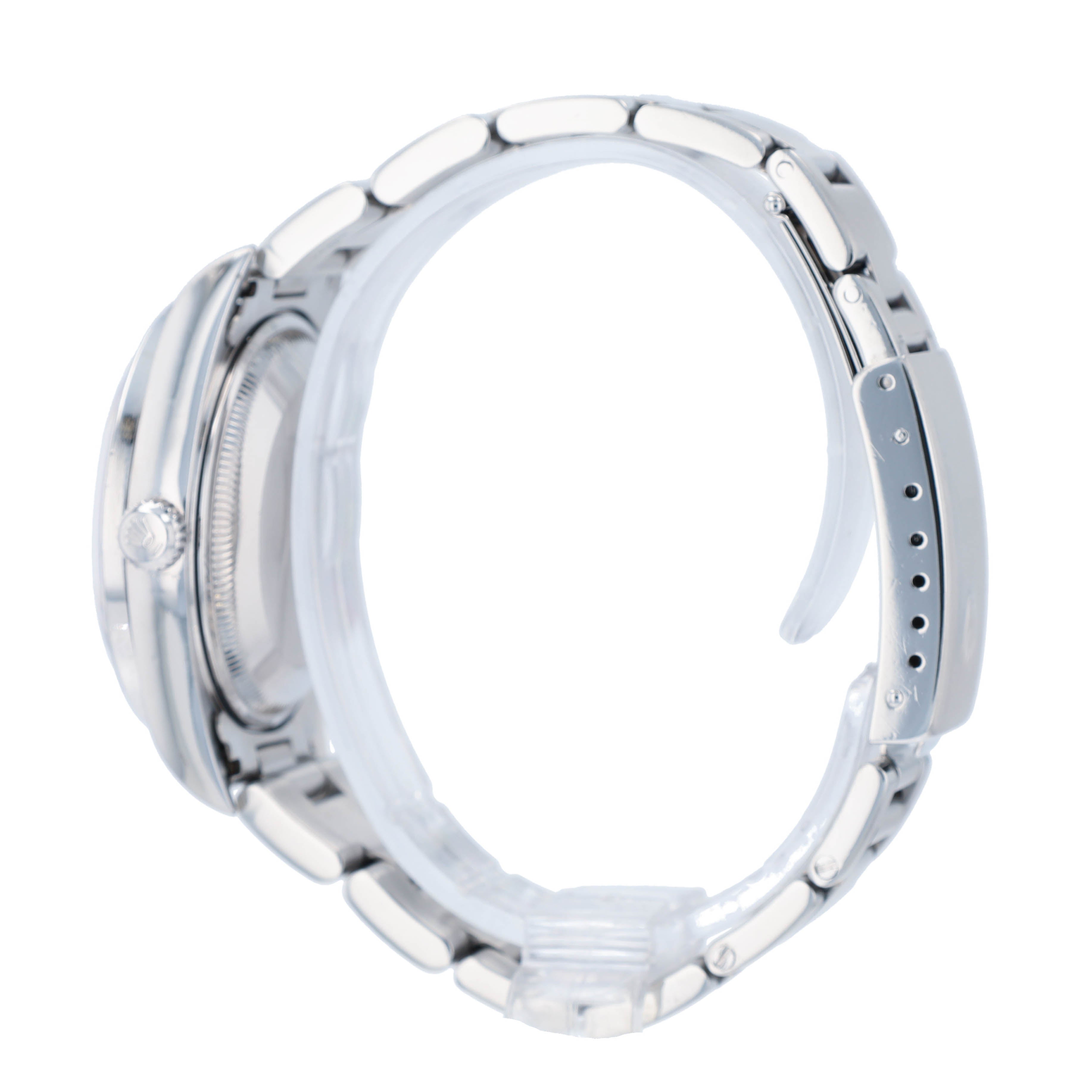 Rolex Date 15210 34mm Black Index Dial Engine-Turned Bezel Oyster Watch - Luxuriant Concierge