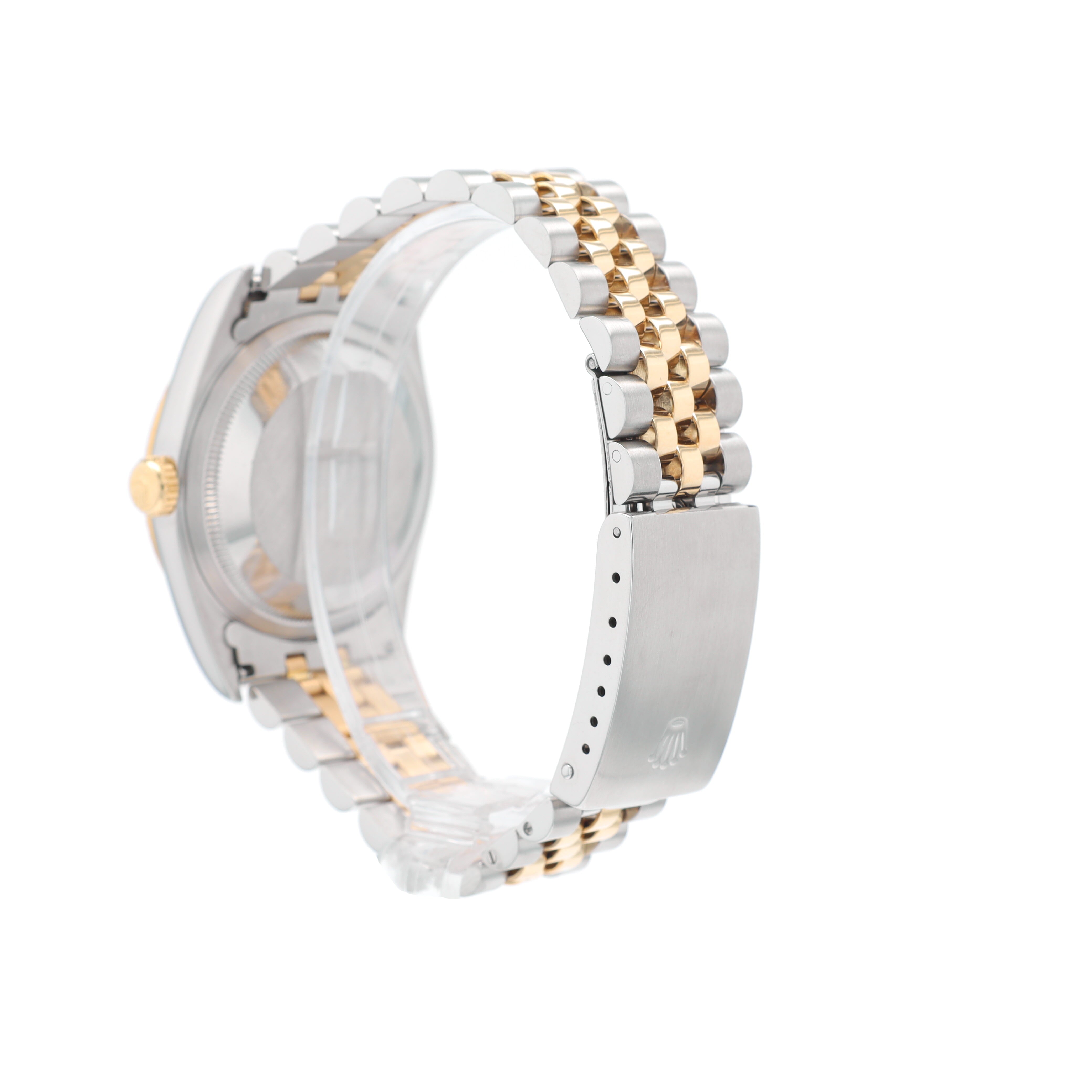 Rolex Datejust 16233 36mm Champagne Index Dial Fluted Bezel Jubilee Band - Luxuriant Concierge