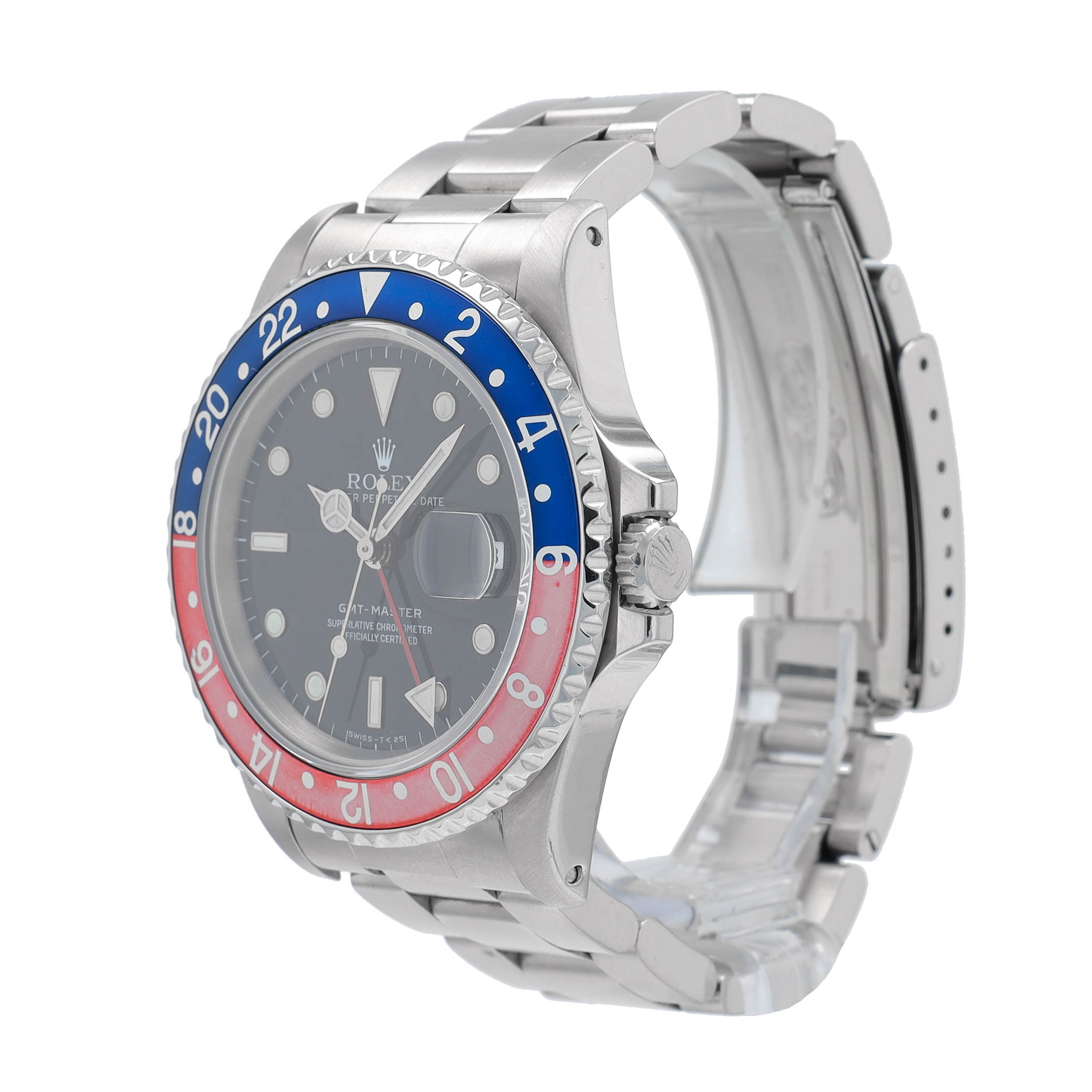 Rolex GMT Master II 16700 40mm Black White Lminous Dial Rotatable Pepsi Bezel Oyster Band