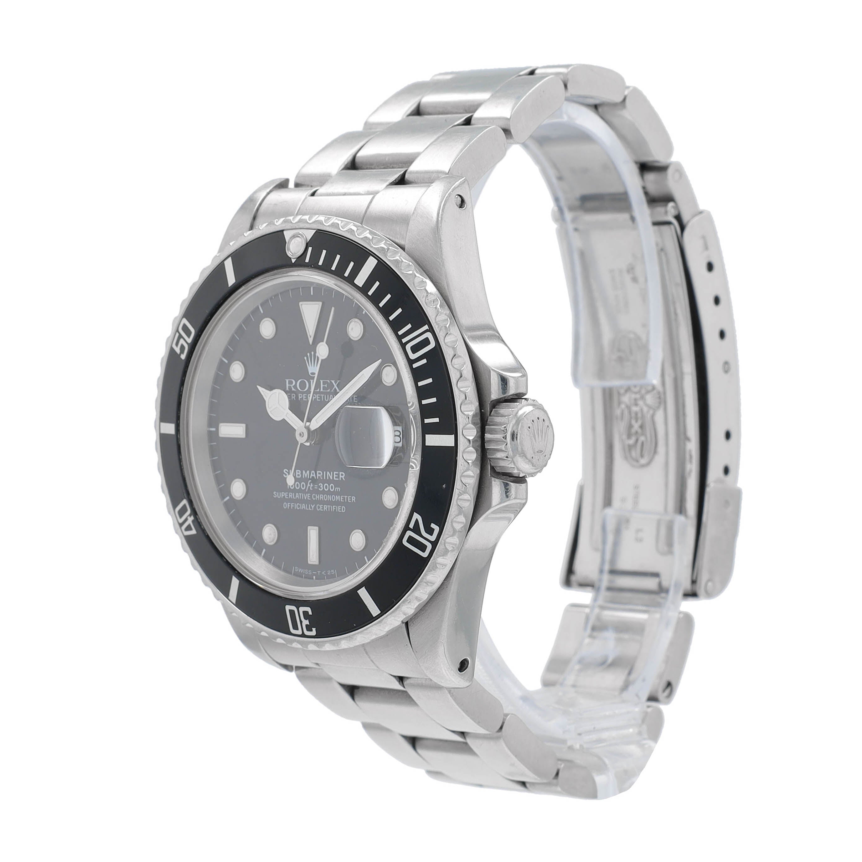 Rolex Submariner 168000 40mm Black Luminous Marker Dial Rotatable Bezel with Black Insert Bezel Oyster Band