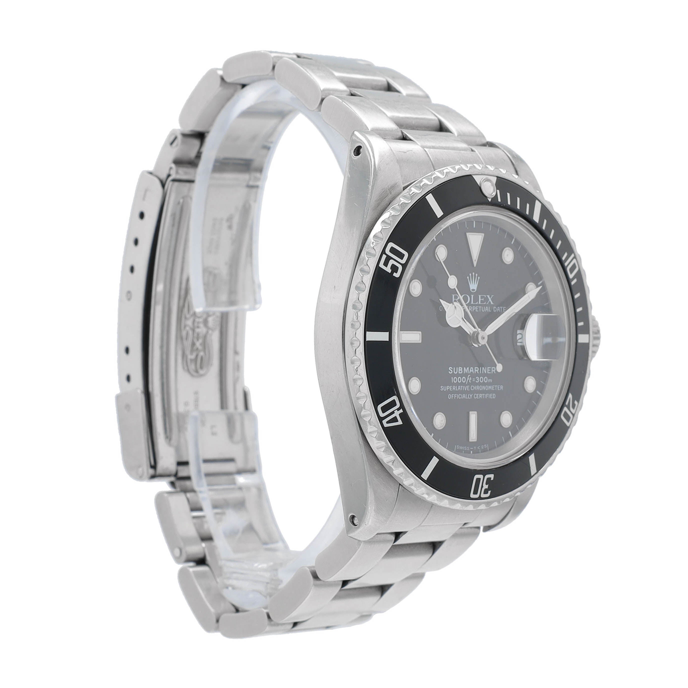 Rolex Submariner 168000 40mm Black Luminous Marker Dial Rotatable Bezel with Black Insert Bezel Oyster Band