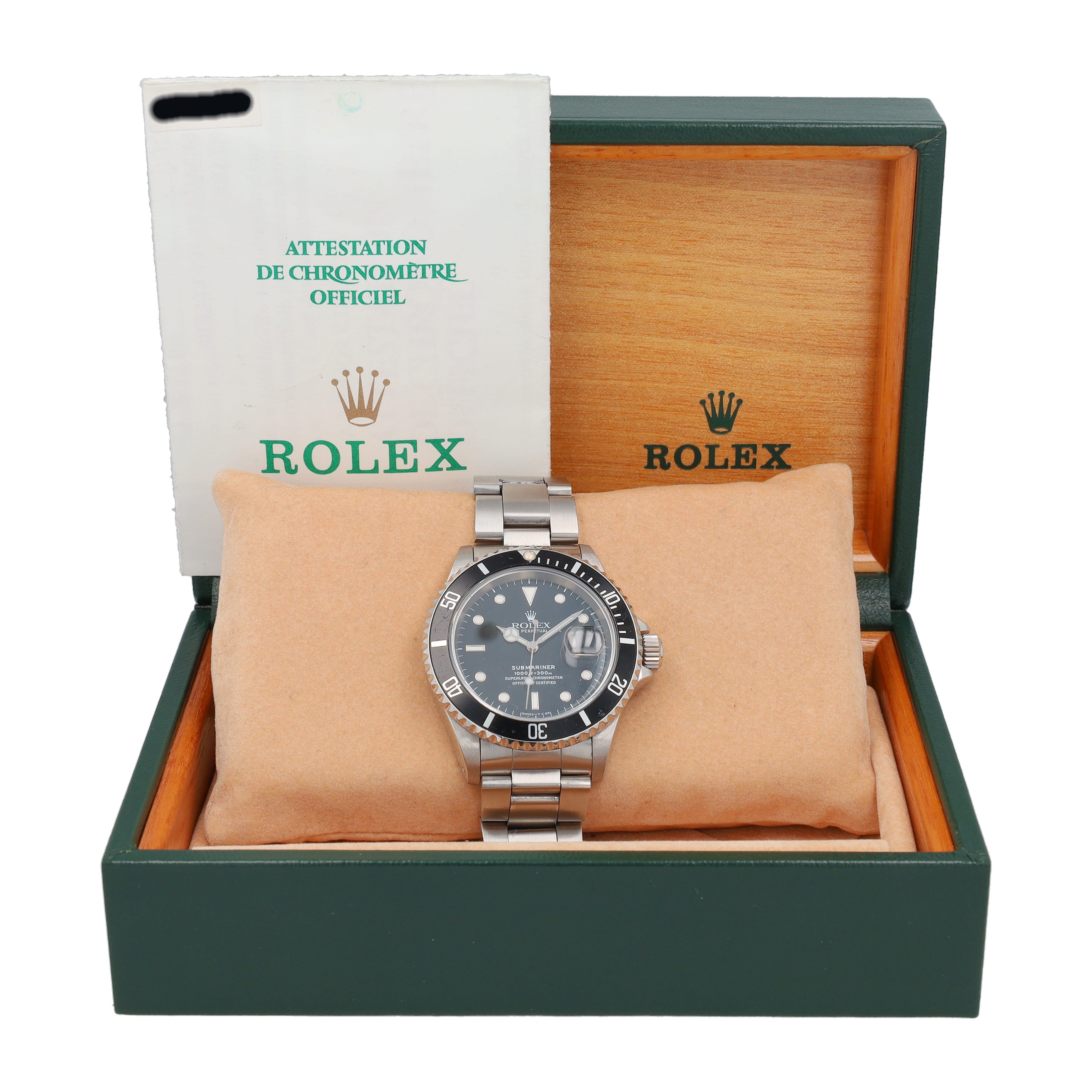 Rolex Submariner 168000 40mm Black Luminous Marker Dial Rotatable Bezel with Black Insert Bezel Oyster Band