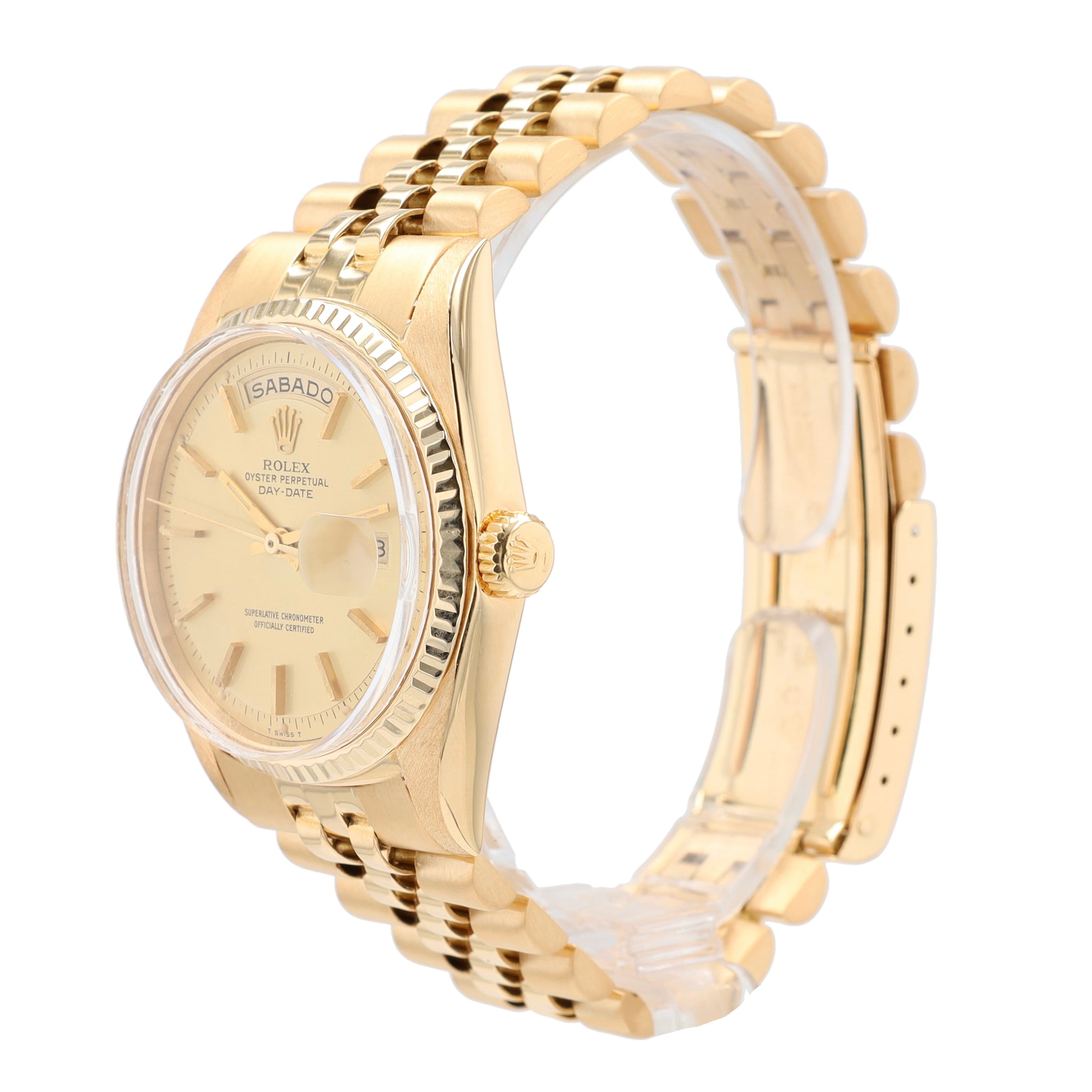 Rolex Day-Date 1803 36mm Champagne Index Dial Fluted Bezel Jubilee Band