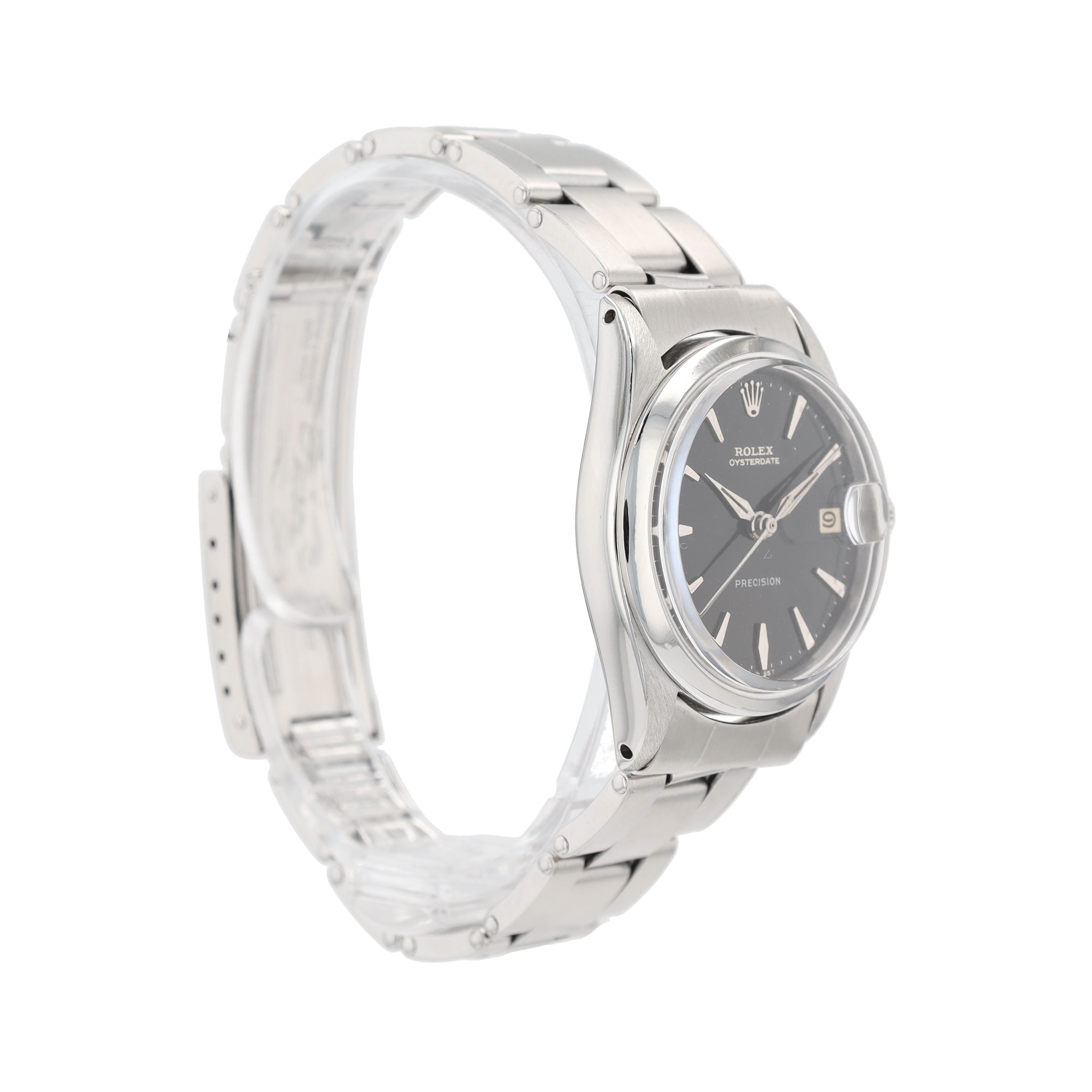 Rolex Ladies Watch Stainless Steel Oyster Date 6466 Black Dial 31mm Oyster Band - Luxuriant Concierge