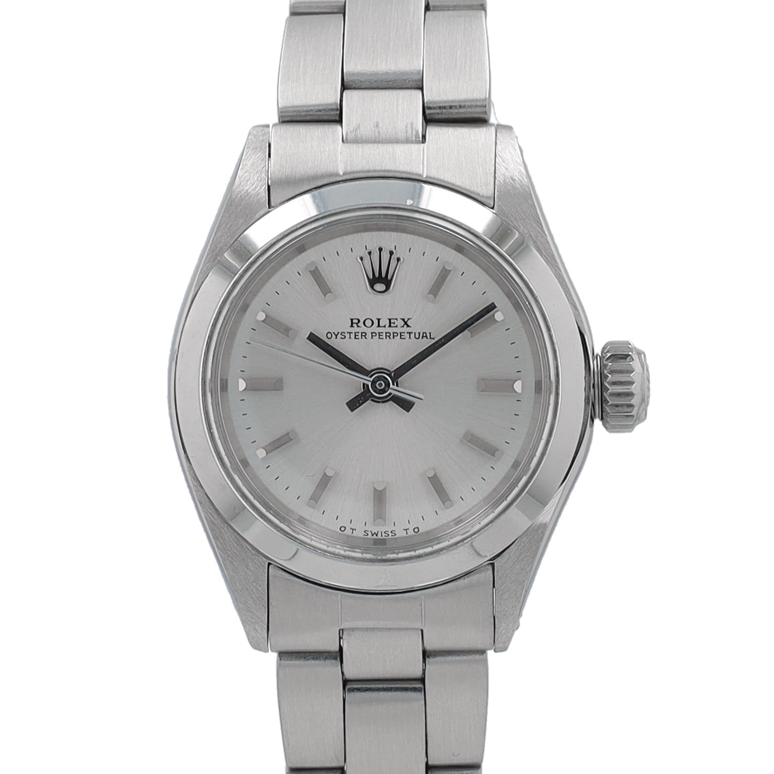 Rolex Oyster Perpetual 6618 25mm Silver Index Dial Smooth Bezel Oyster Band