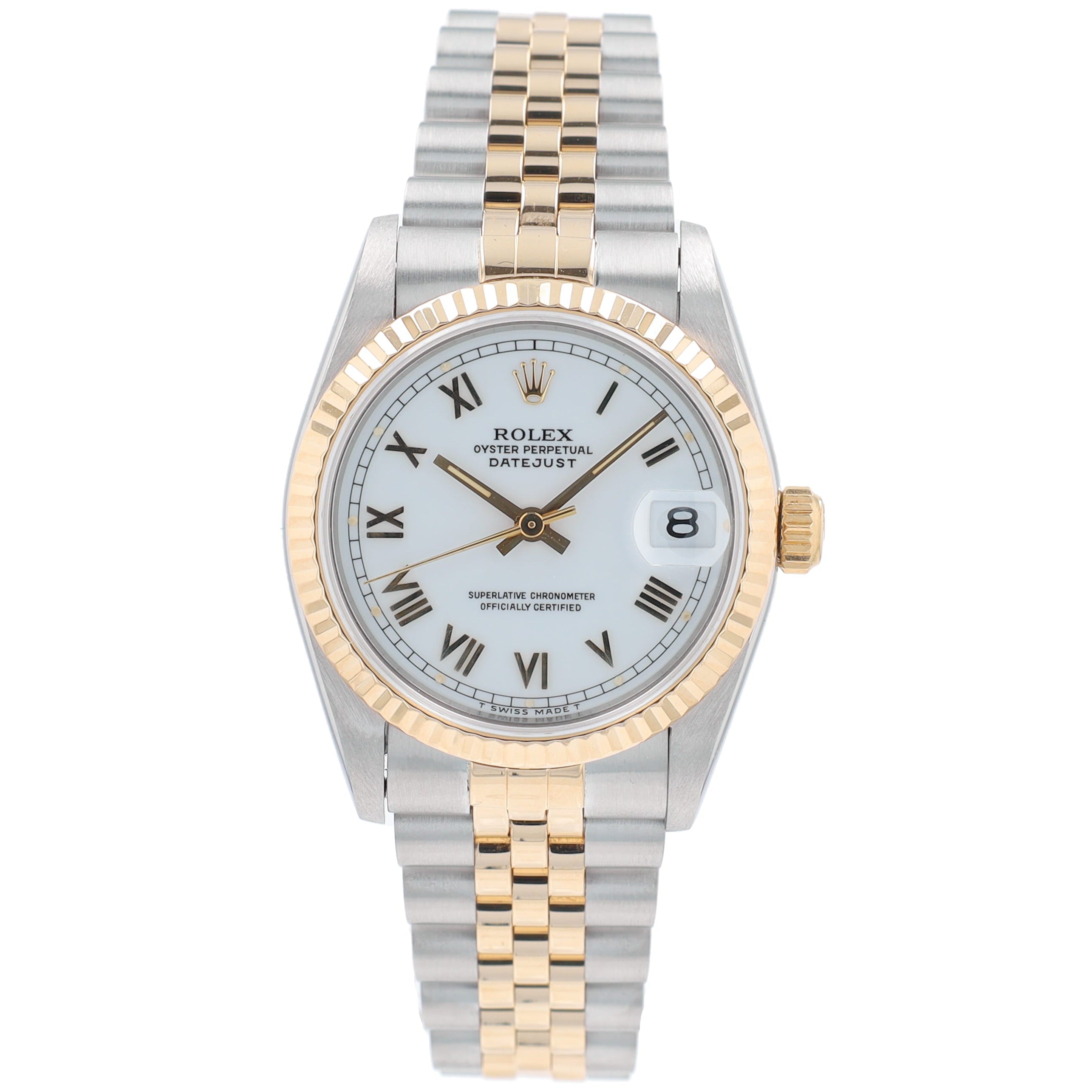 Rolex Datejust 68273 31mm White Roman Dial Fluted Bezel Jubilee Band - Luxuriant Concierge