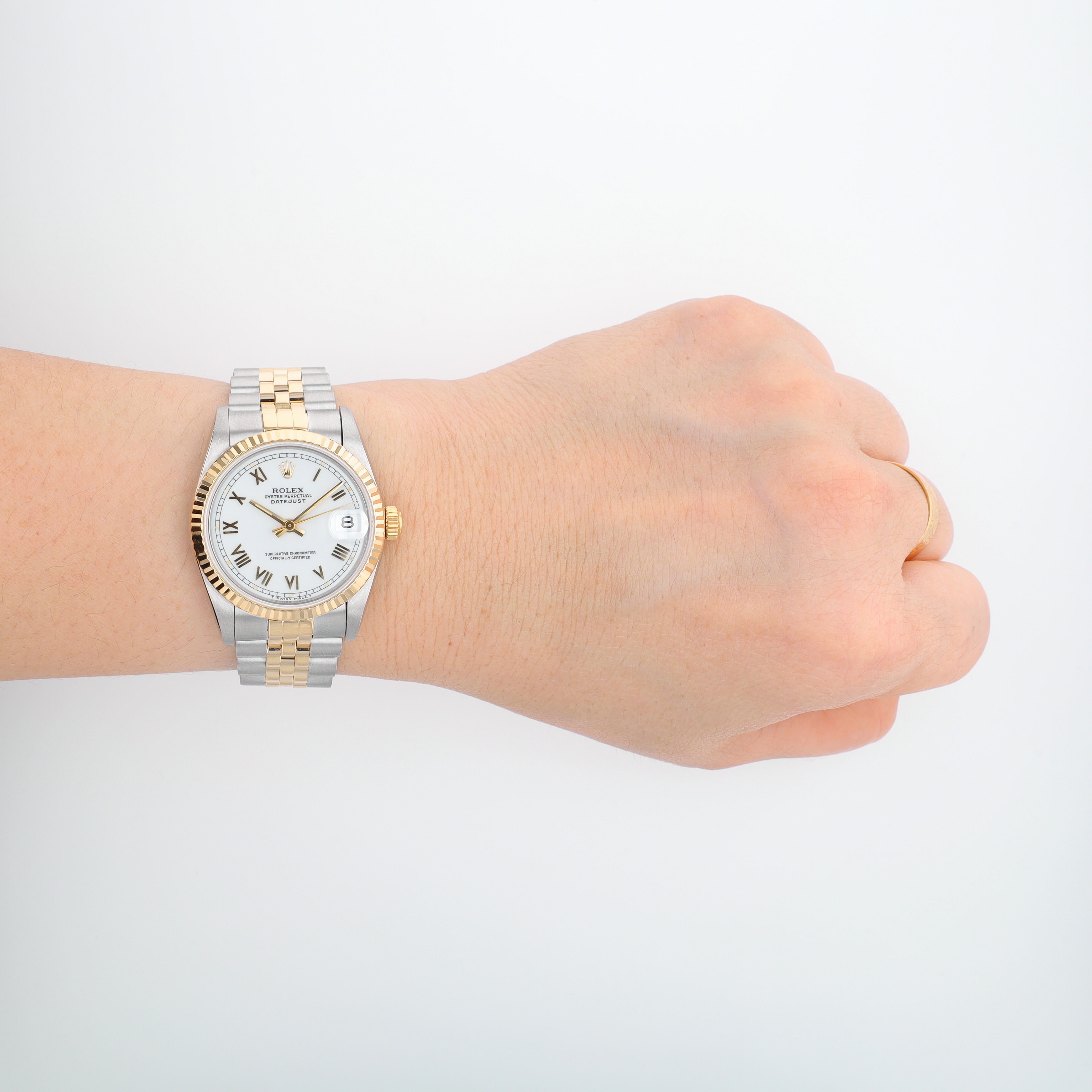 Rolex Datejust 68273 31mm White Roman Dial Fluted Bezel Jubilee Band - Luxuriant Concierge