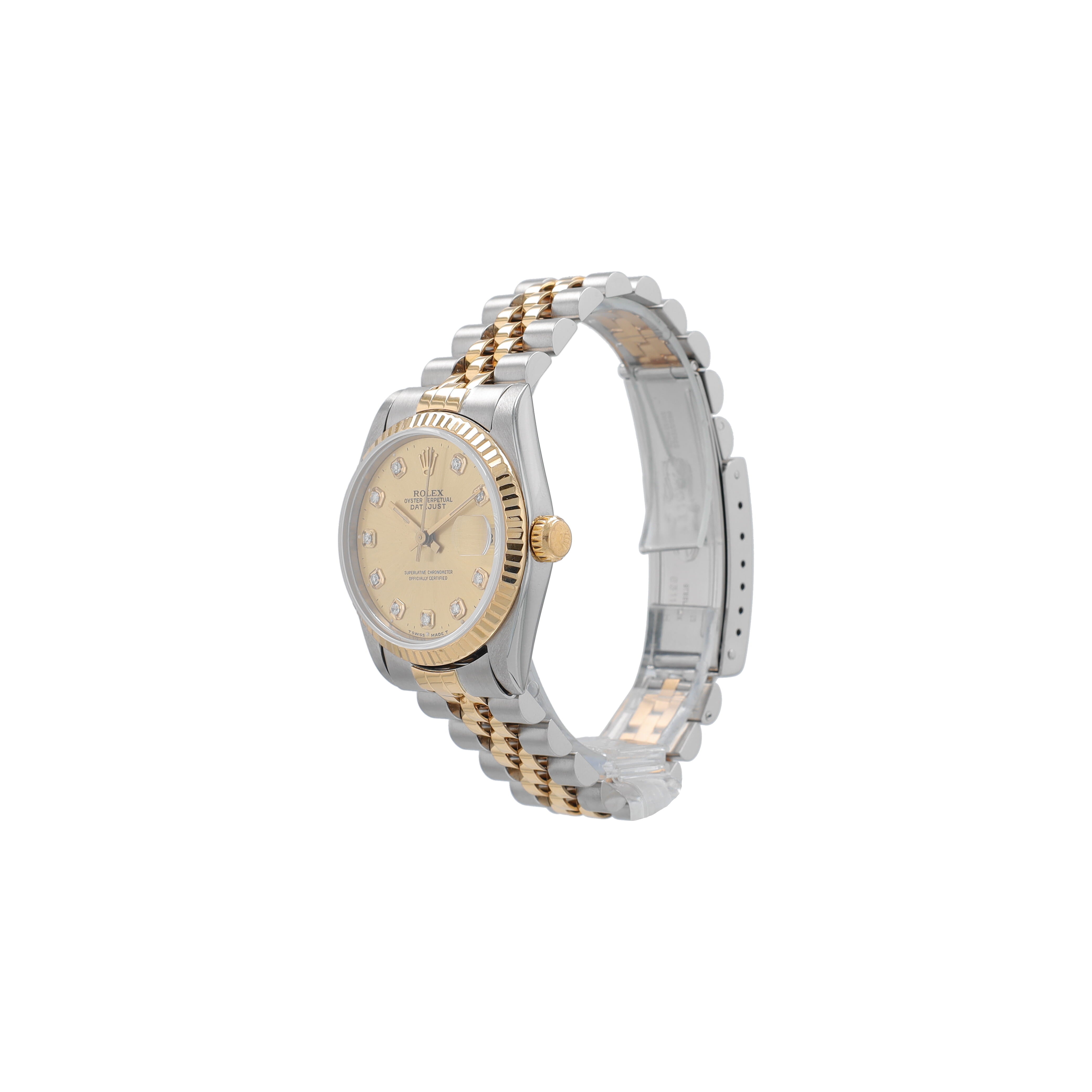 Rolex Datejust  68273 31mm Champagne Diamonds Dial Fluted Bezel Jubilee Band - Luxuriant Concierge
