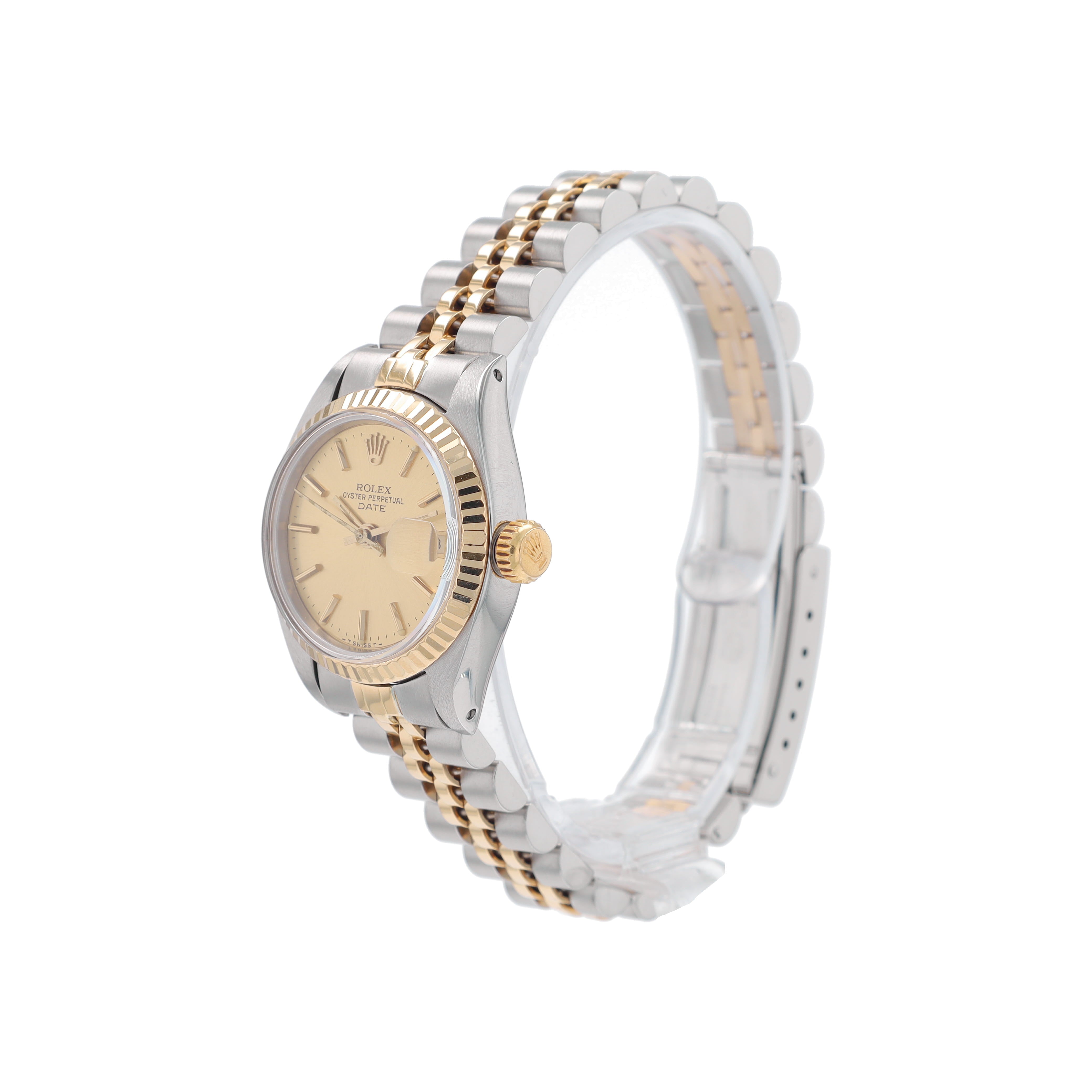 B&P Rolex Date 6917 26mm Champagne Index Dial Fluted Bezel Jubilee Band - Luxuriant Concierge