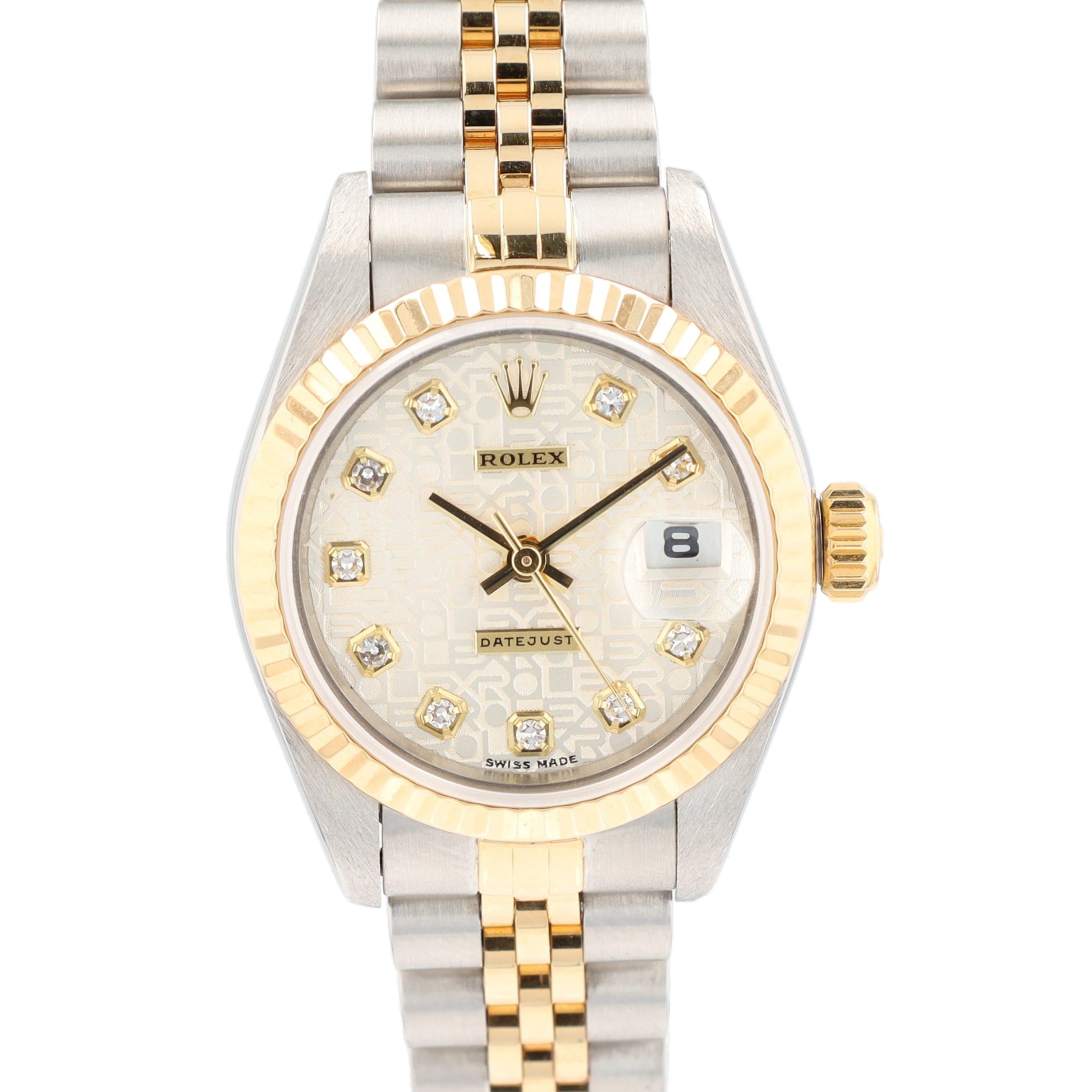 Rolex Datejust  69173 26mm Silver Jubilee Diamonds (N.S) Dial Fluted Bezel Jubilee Band - Luxuriant Concierge