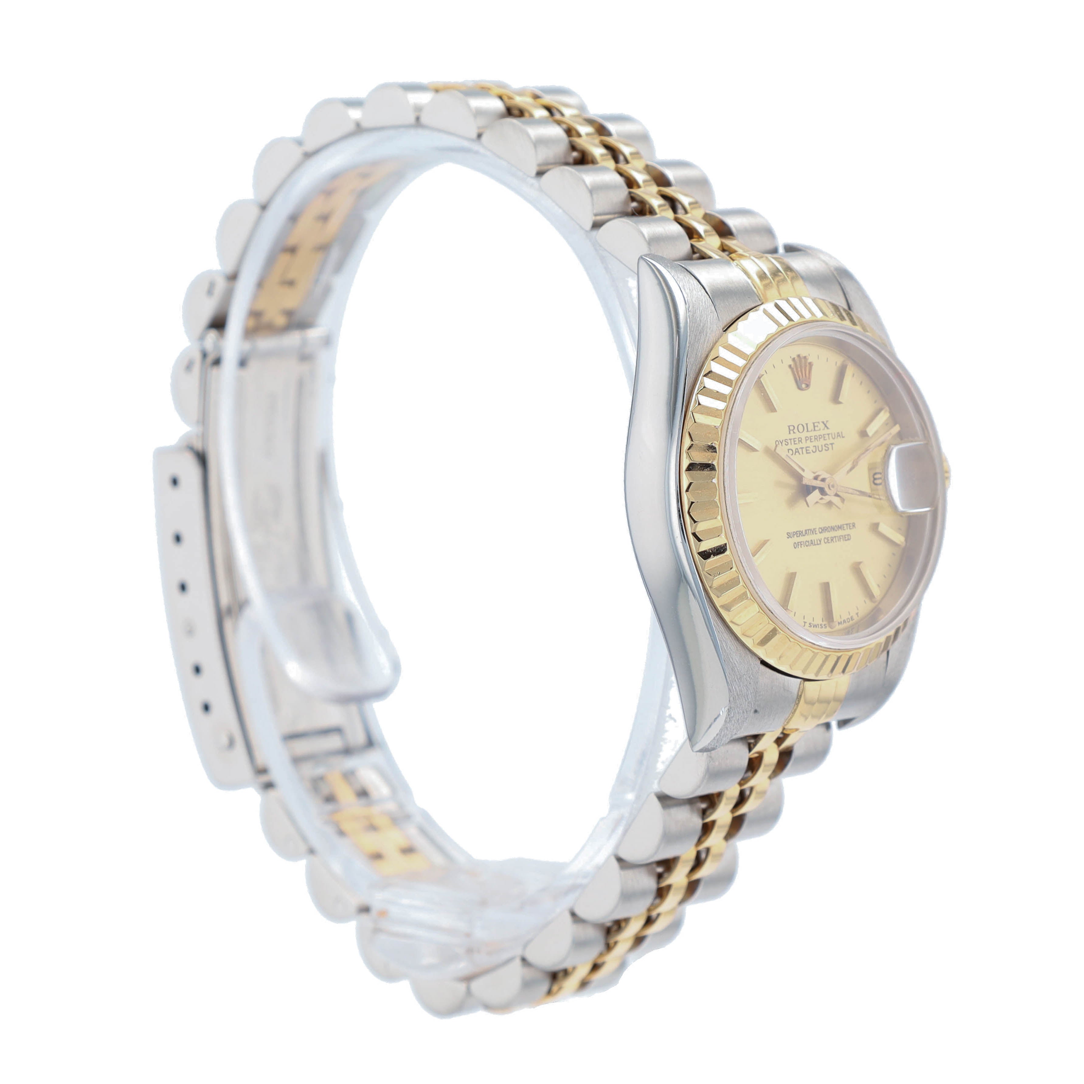 B&P Rolex Datejust 69173 26mm Champagne Index Dial Fluted Bezel Jubilee Band