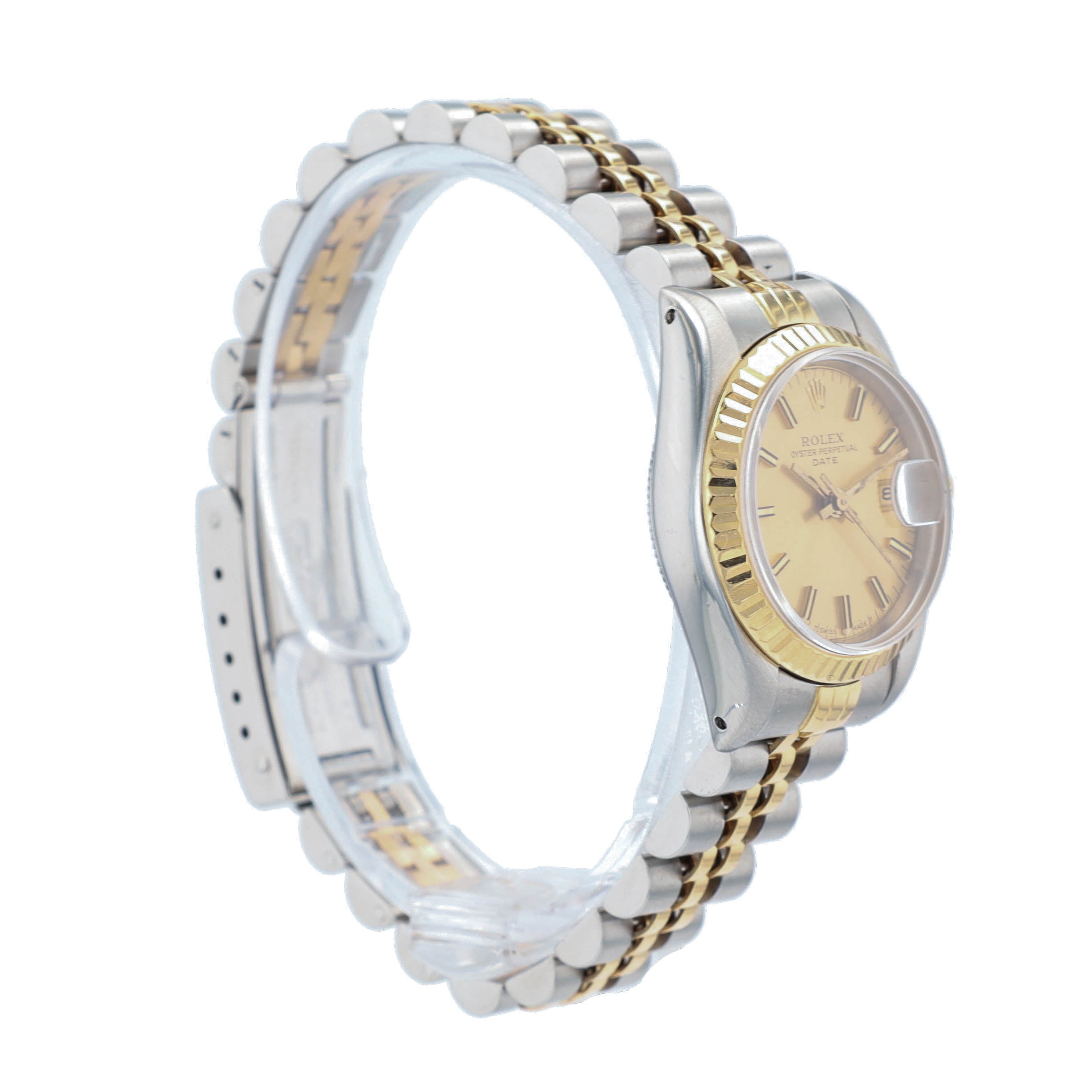 B&P Rolex Datejust 69173 26mm Champagne Index Dial Fluted Bezel Jubilee Band