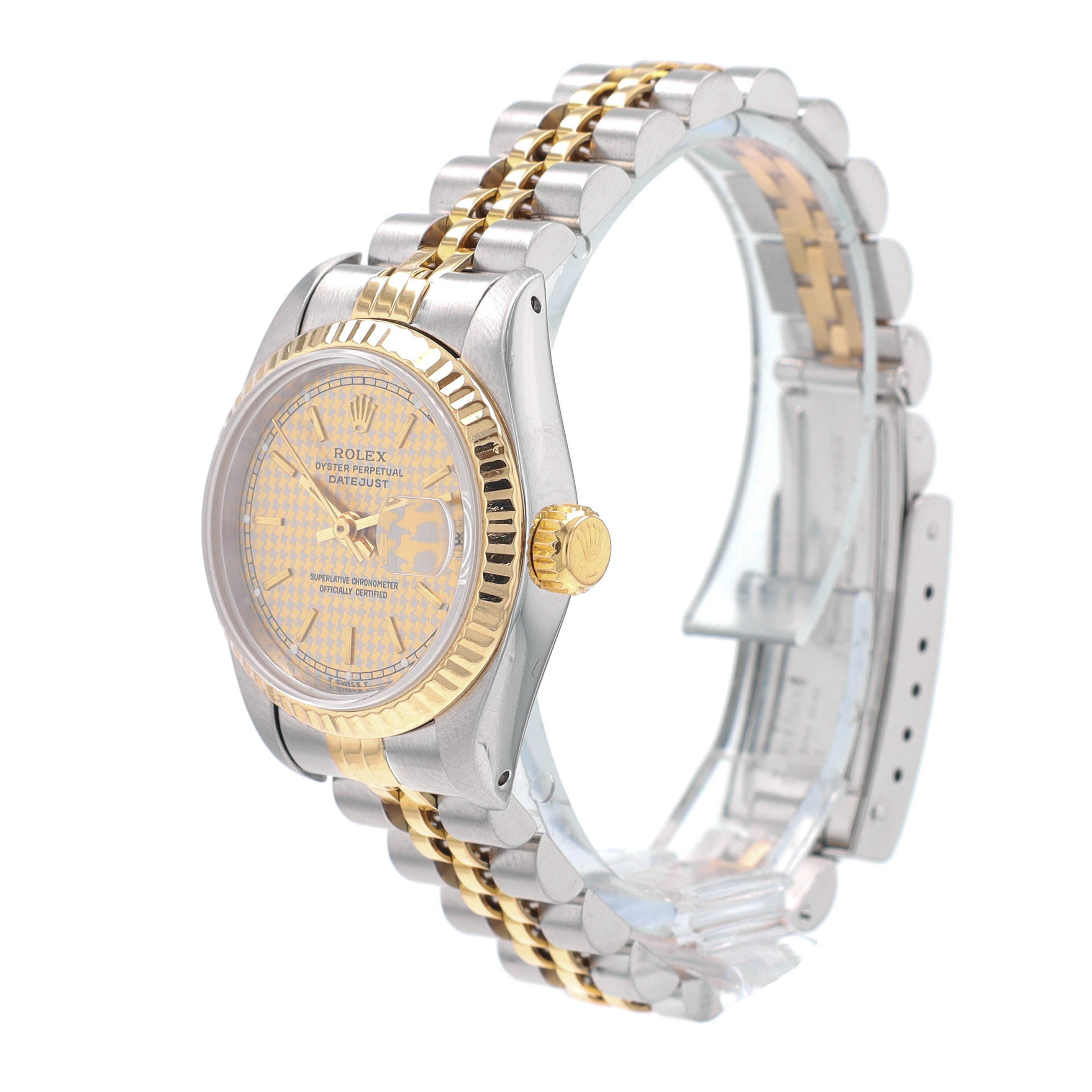 B&P Rolex Datejust 69173 26mm Houndstooth Index Dial Fluted Bezel Jubilee Band