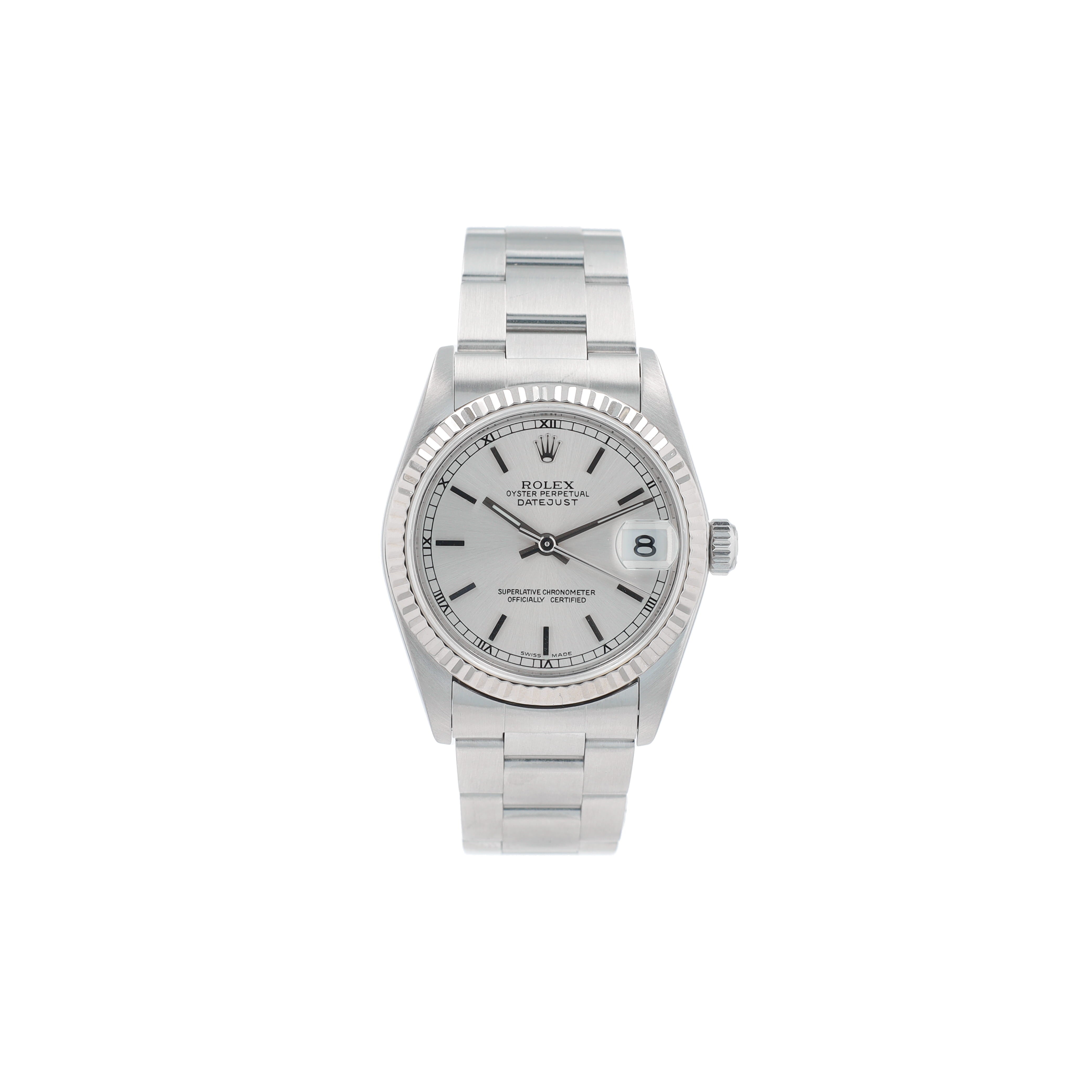B&P Rolex Datejust 78240 31mm Silver Index Dial Smooth Bezel Oyster Band - Luxuriant Concierge
