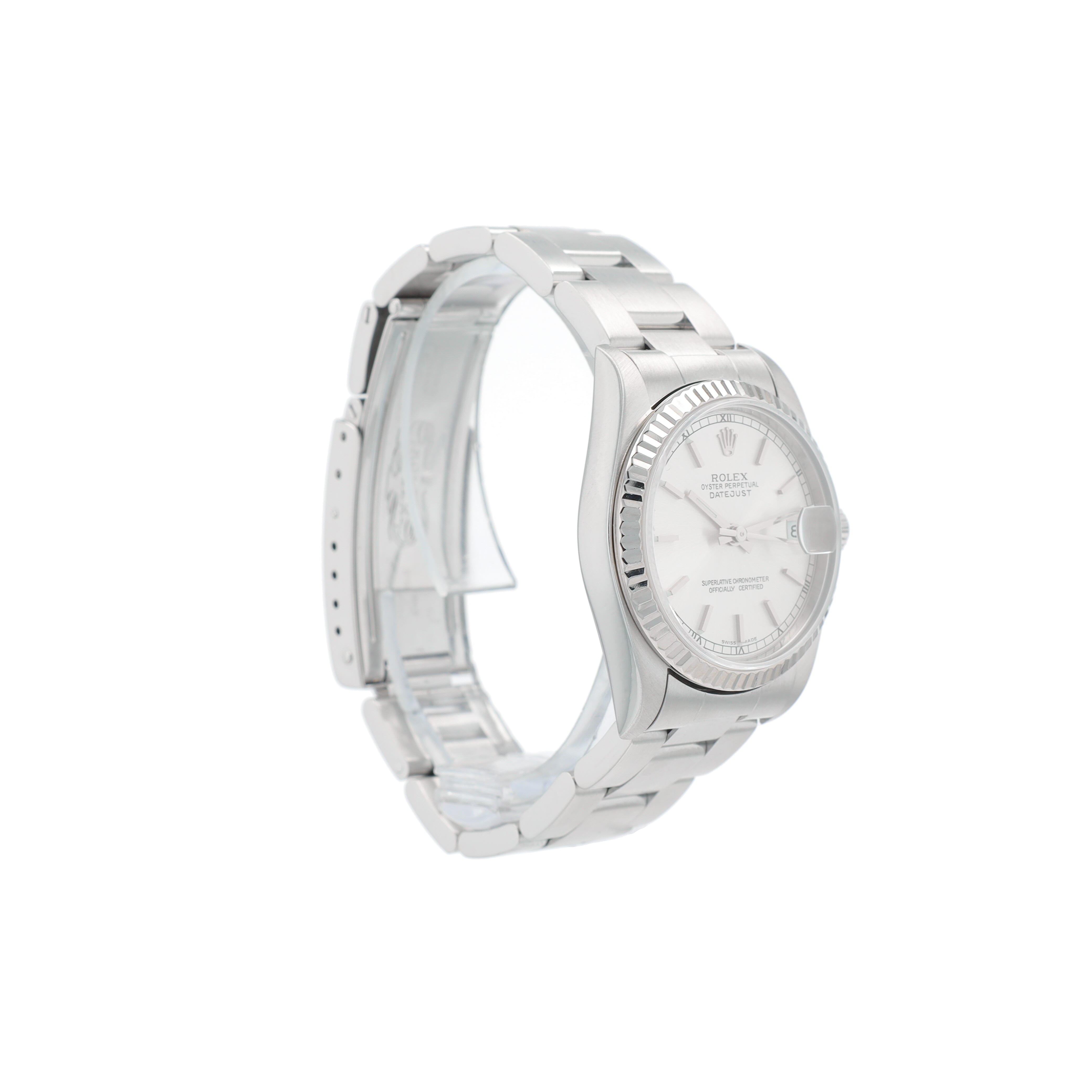 B&P Rolex Datejust 78240 31mm Silver Index Dial Smooth Bezel Oyster Band - Luxuriant Concierge
