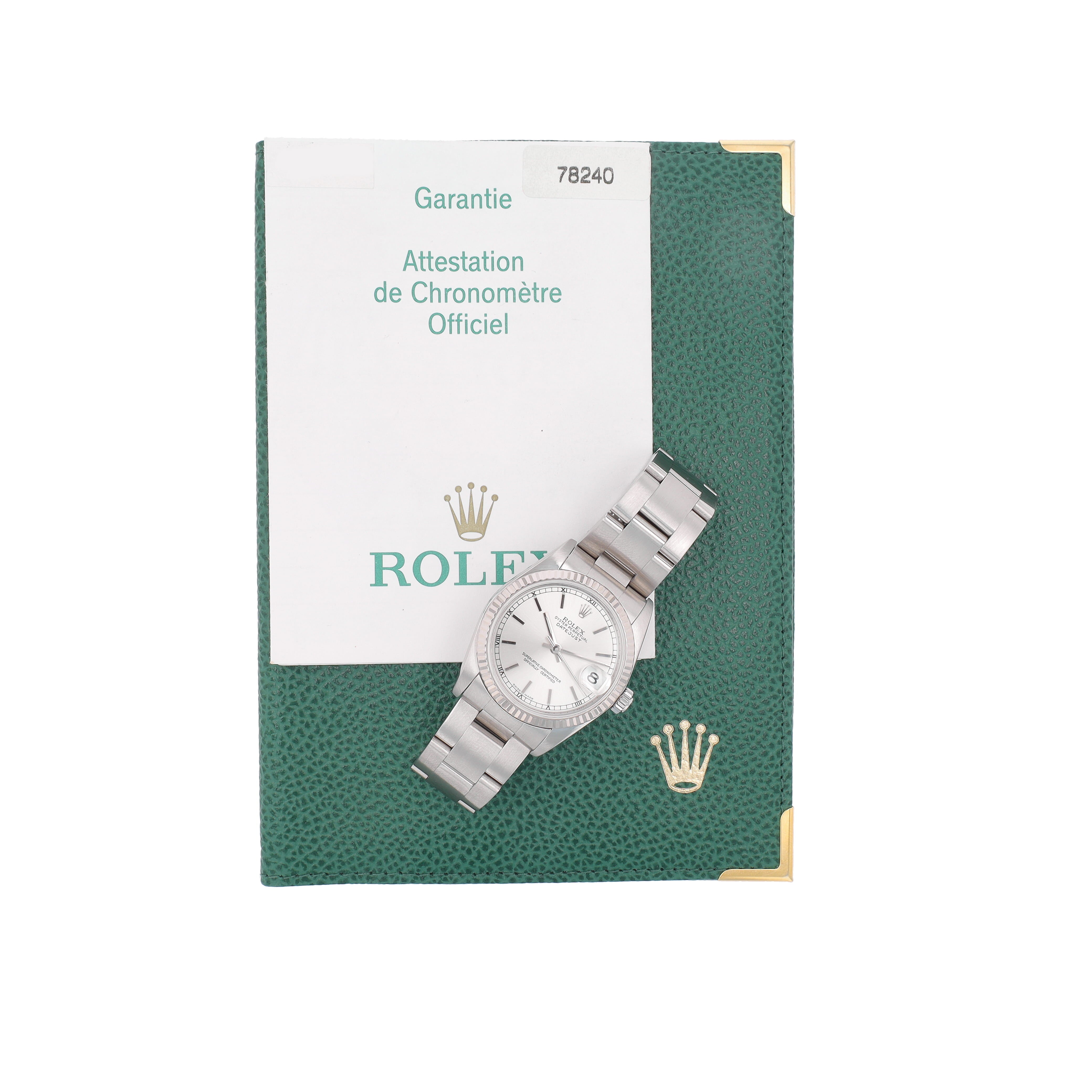 B&P Rolex Datejust 78240 31mm Silver Index Dial Smooth Bezel Oyster Band - Luxuriant Concierge