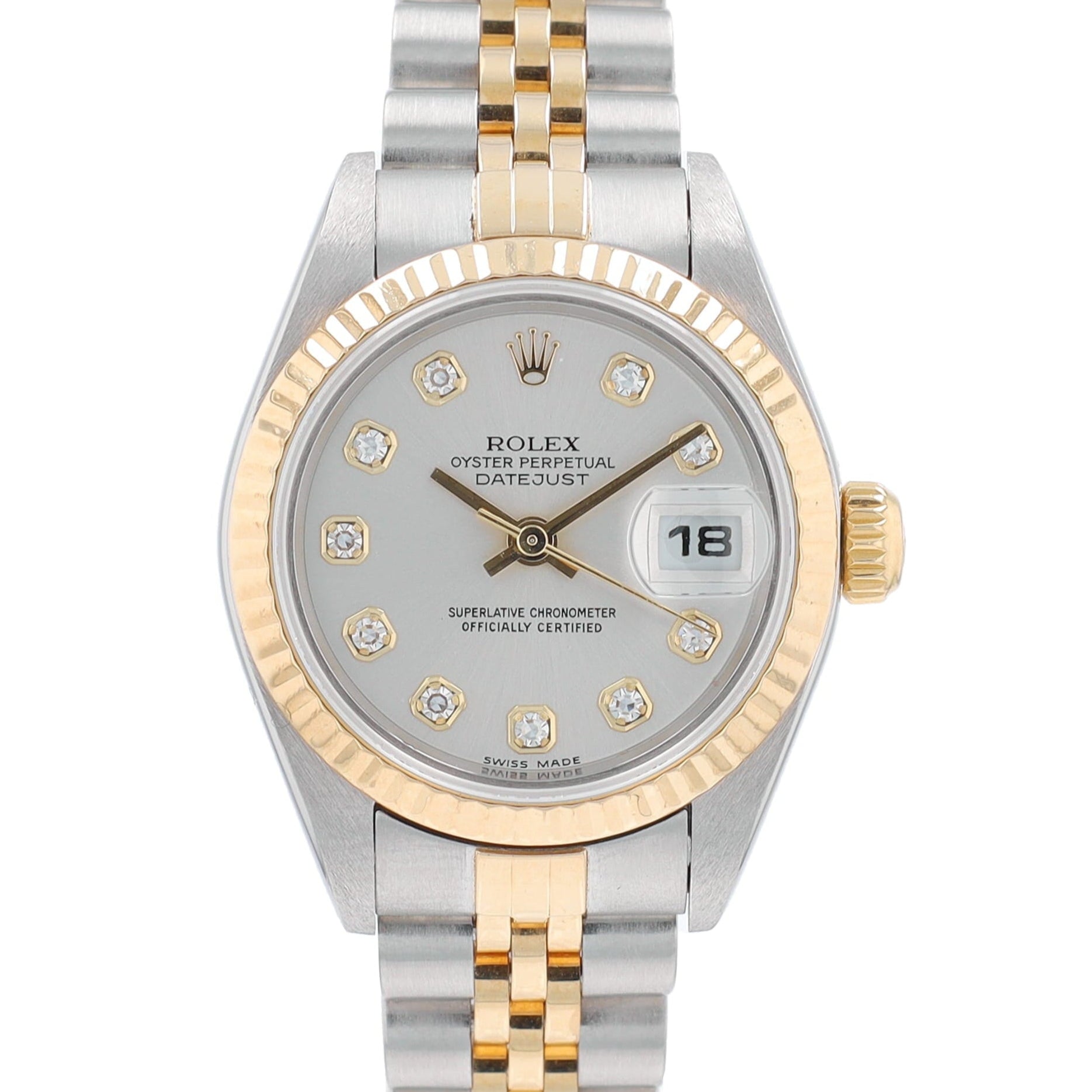 Rolex Datejust  79173 26mm Silver Diamonds (N.S) Dial Fluted Bezel Jubilee Band - Luxuriant Concierge