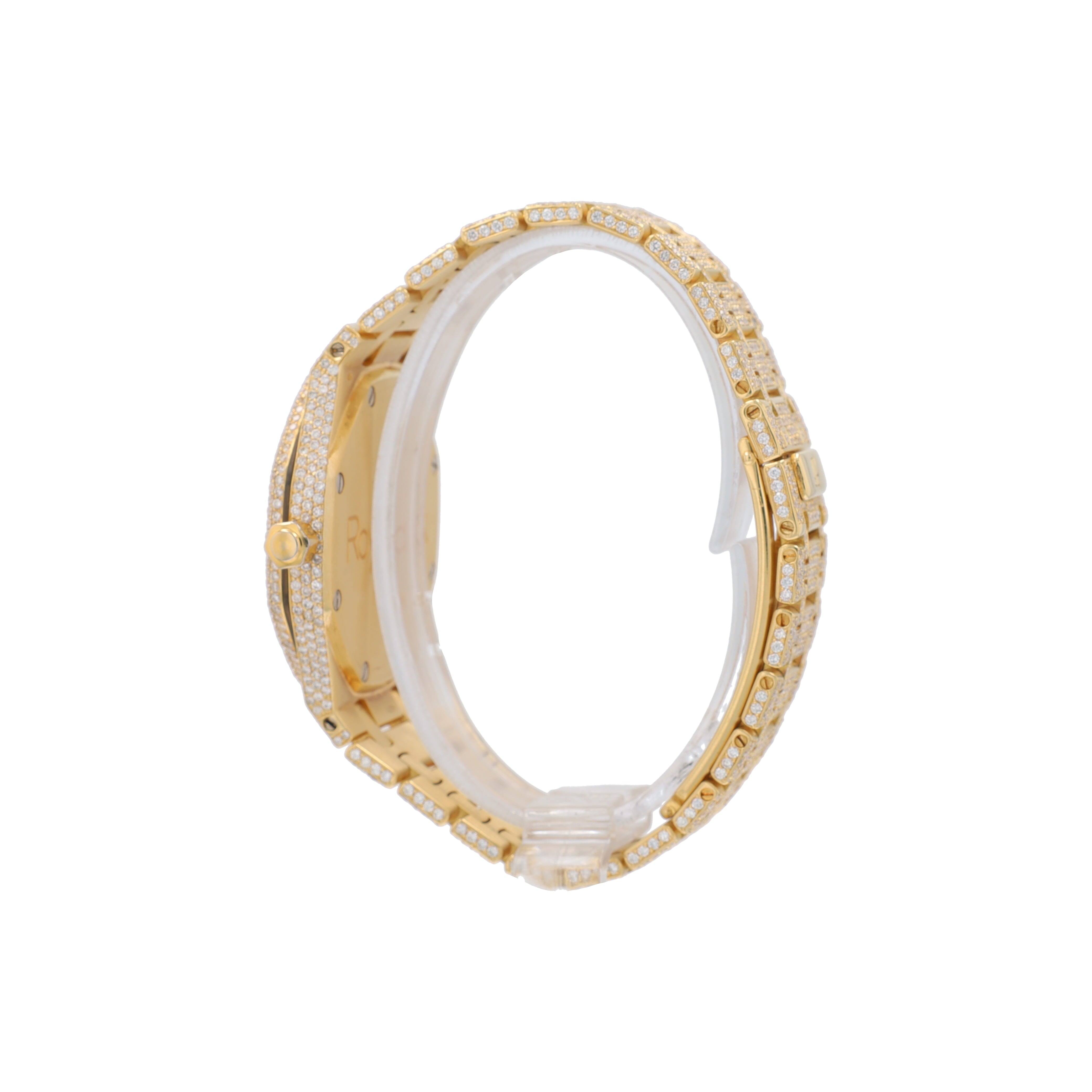 Audemars Piguet Royal Oak 18K Yellow Gold Grey Dial Fully Loaded Diamonds