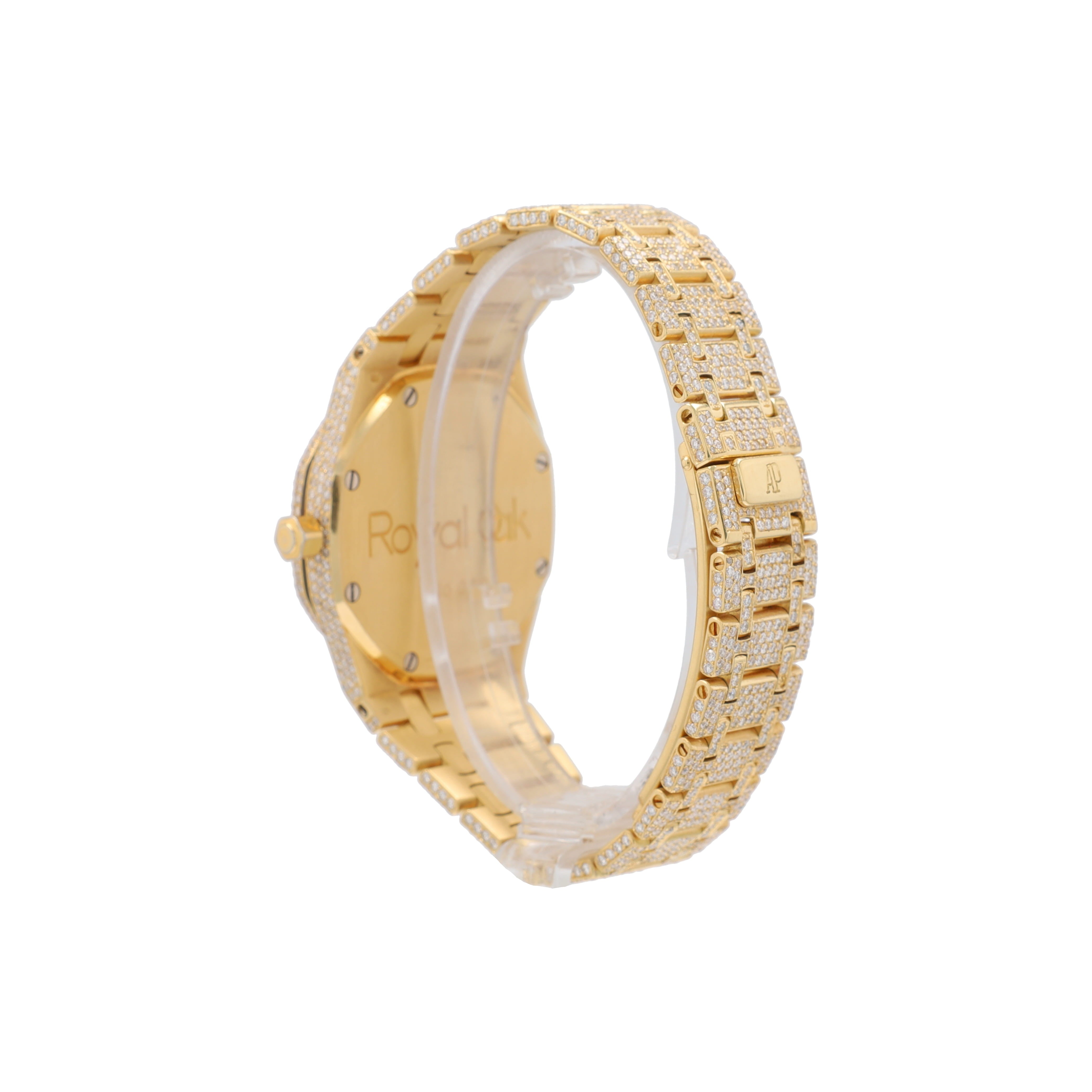 Audemars Piguet Royal Oak 18K Yellow Gold Grey Dial Fully Loaded Diamonds