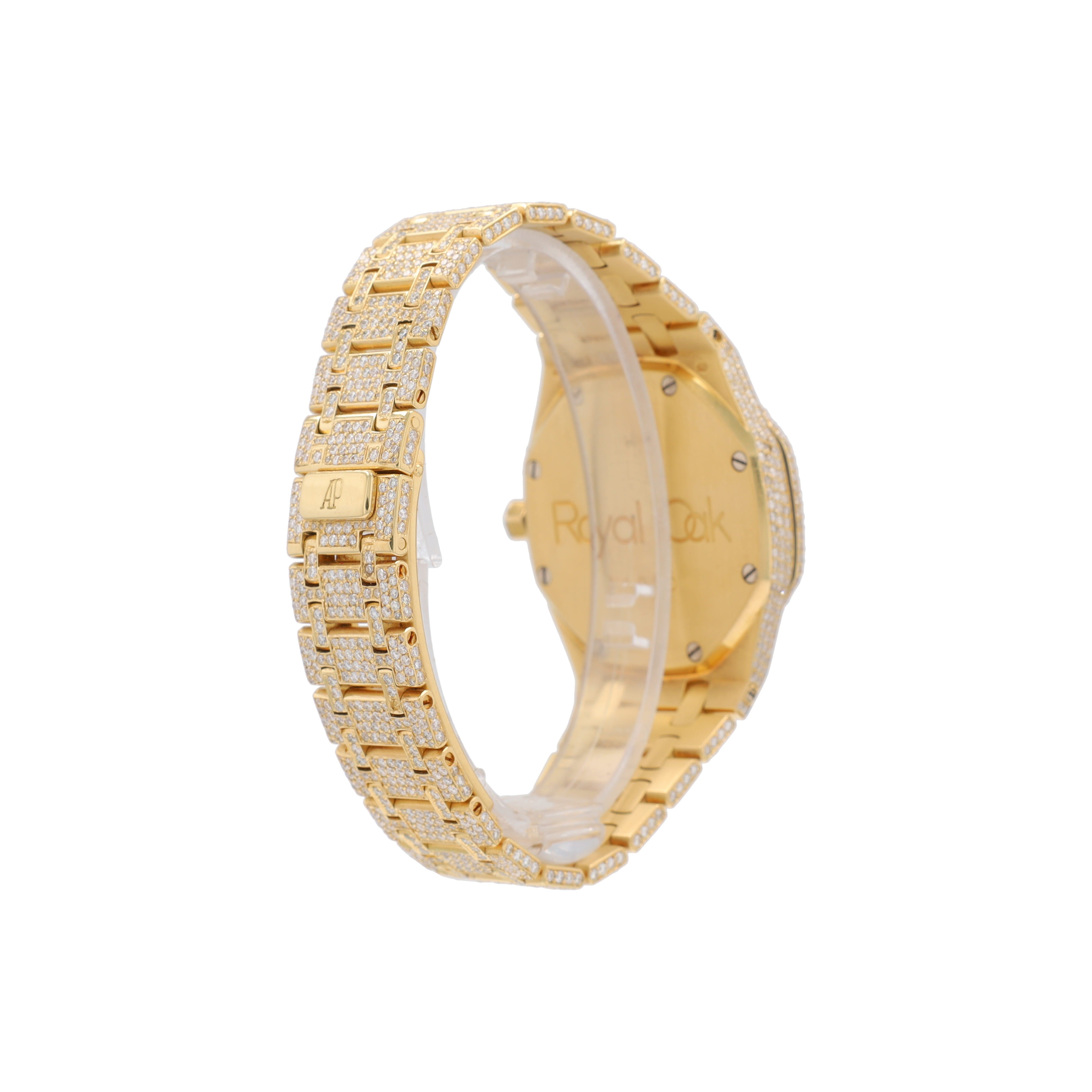 Audemars Piguet Royal Oak 18K Yellow Gold Grey Dial Fully Loaded Diamonds