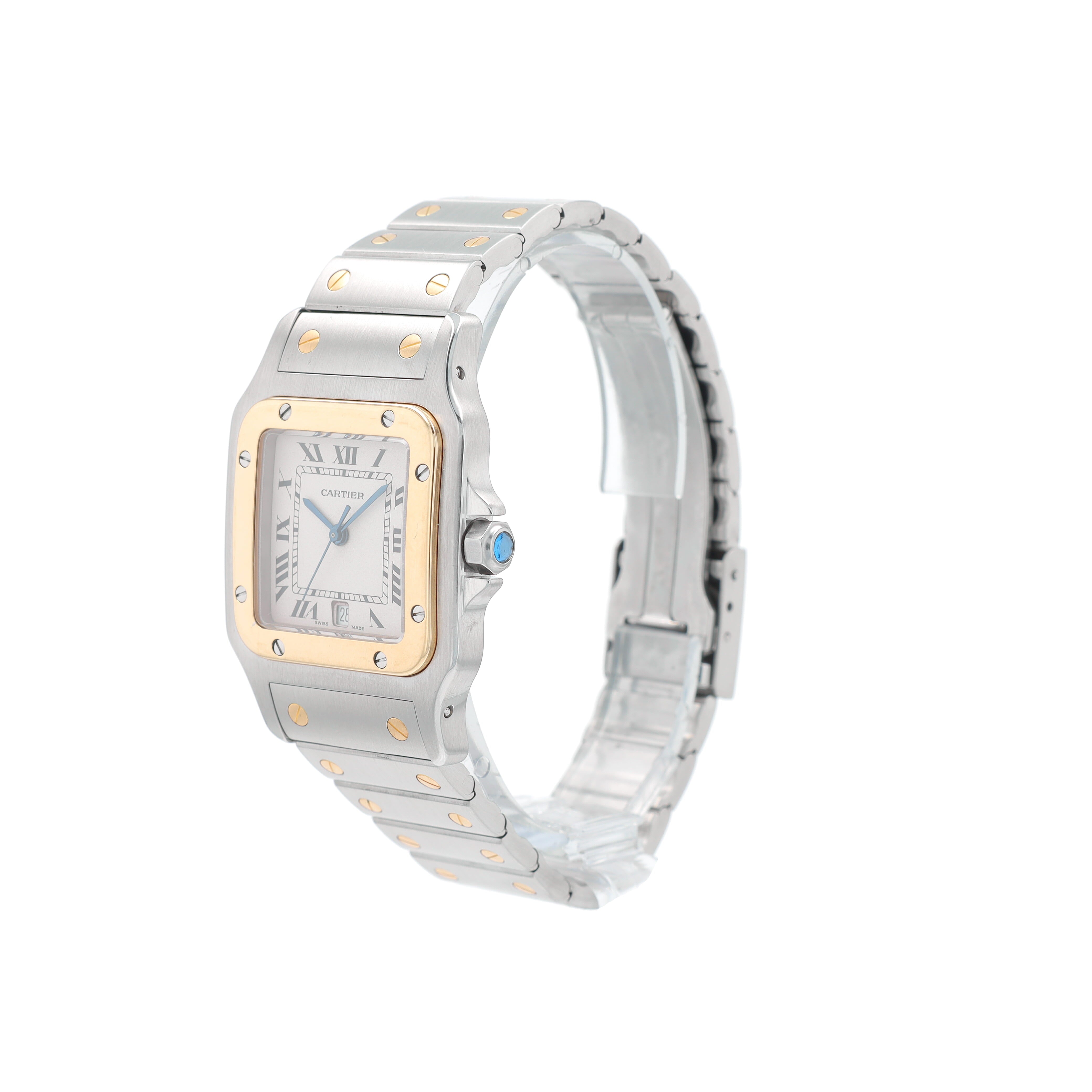 Cartier Santos Off-White Roman Numaral Dial Fixed Bezel Santos Band - Luxuriant Concierge
