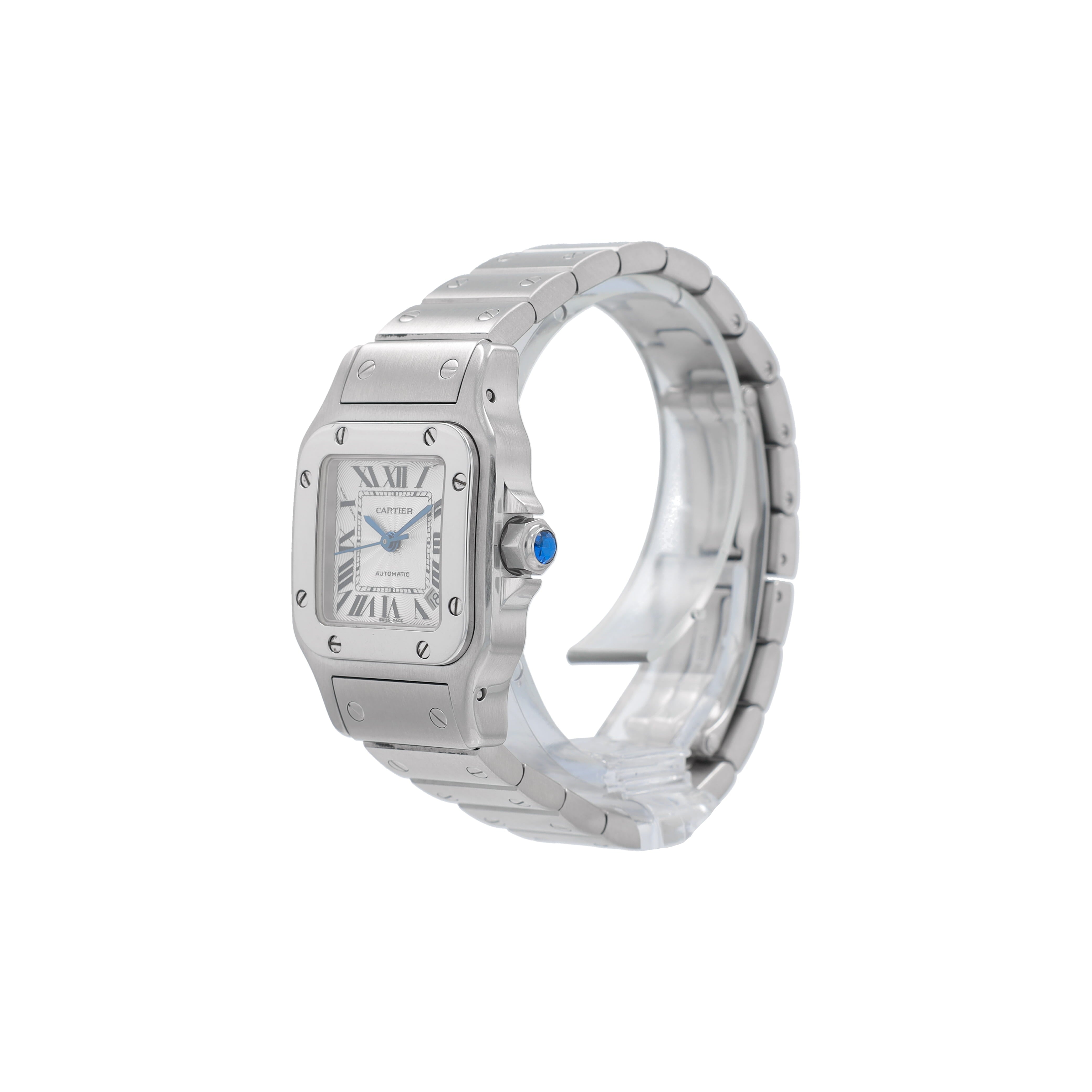 B&P Cartier Santos 2423 24mm White Roman Index Dial Stainless Steel Band - Luxuriant Concierge