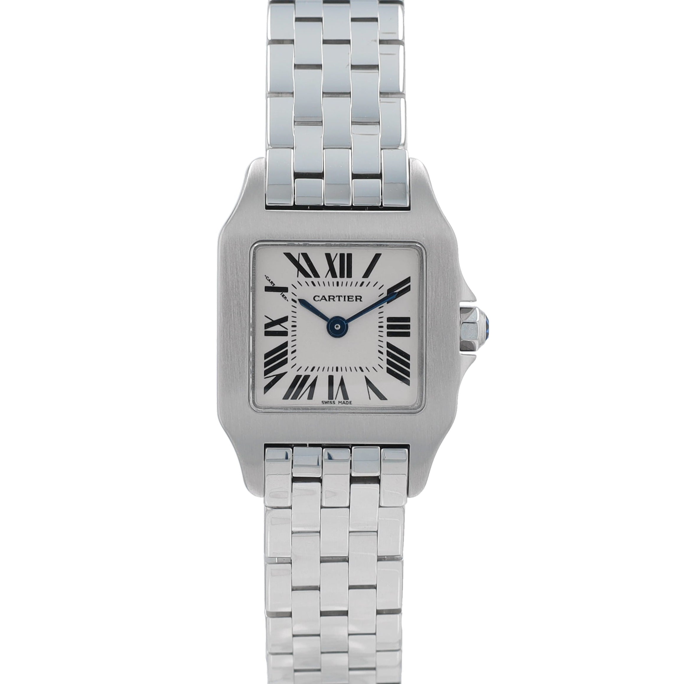 Cartier Santos Demoiselle 2698  White Roman Stainless Steel Band - Luxuriant Concierge