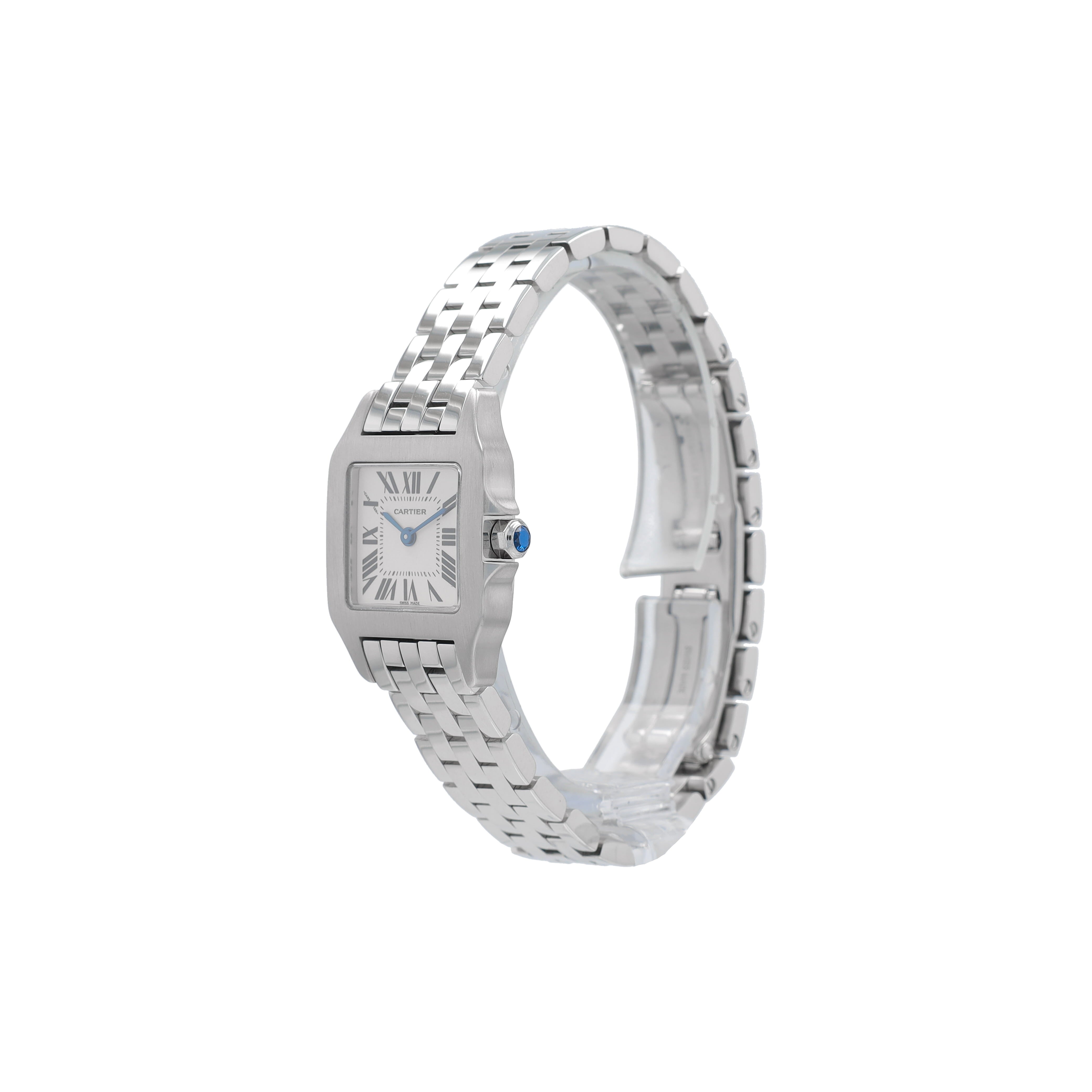 Cartier Santos Demoiselle 2698  White Roman Stainless Steel Band - Luxuriant Concierge