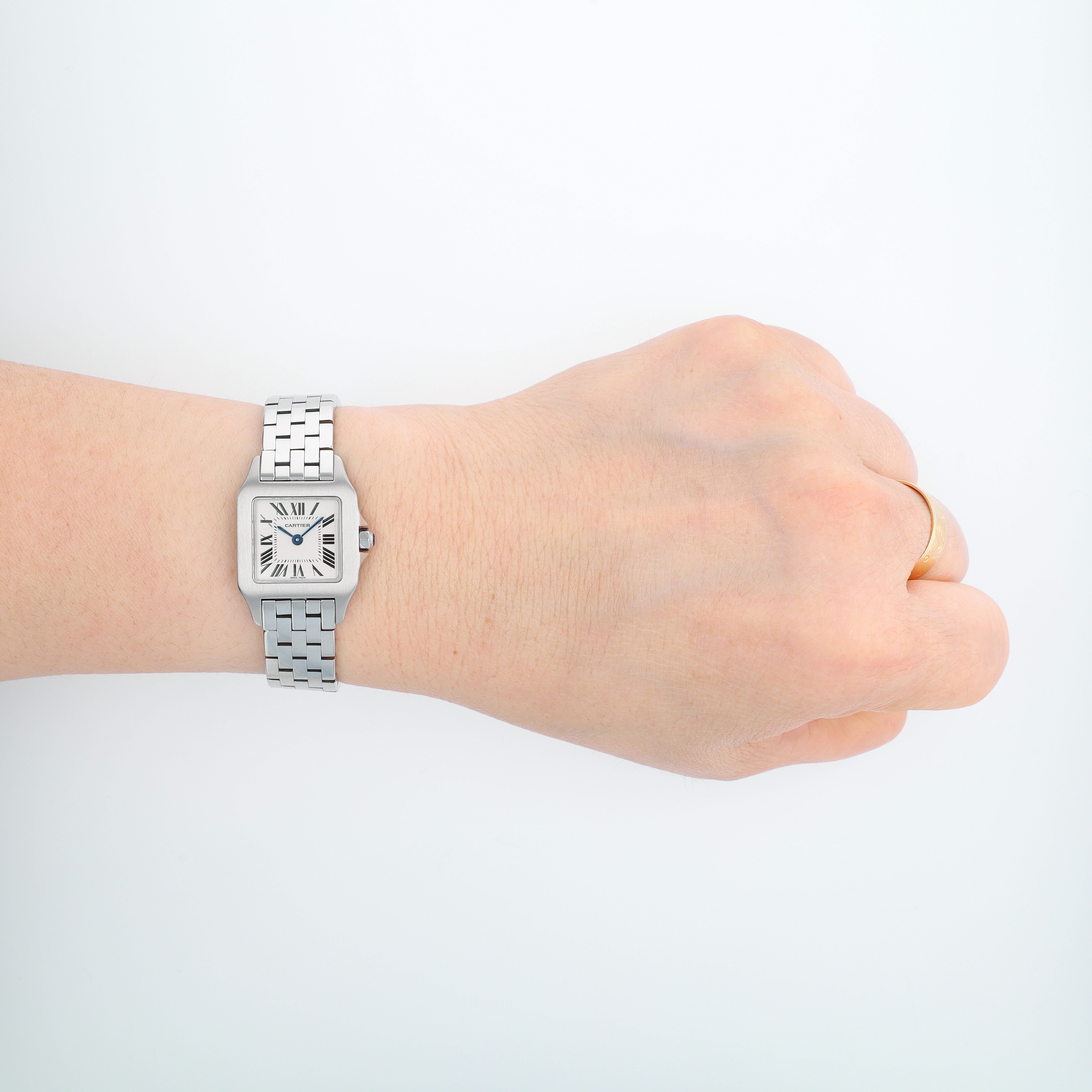 Cartier Santos Demoiselle 2698  White Roman Stainless Steel Band - Luxuriant Concierge
