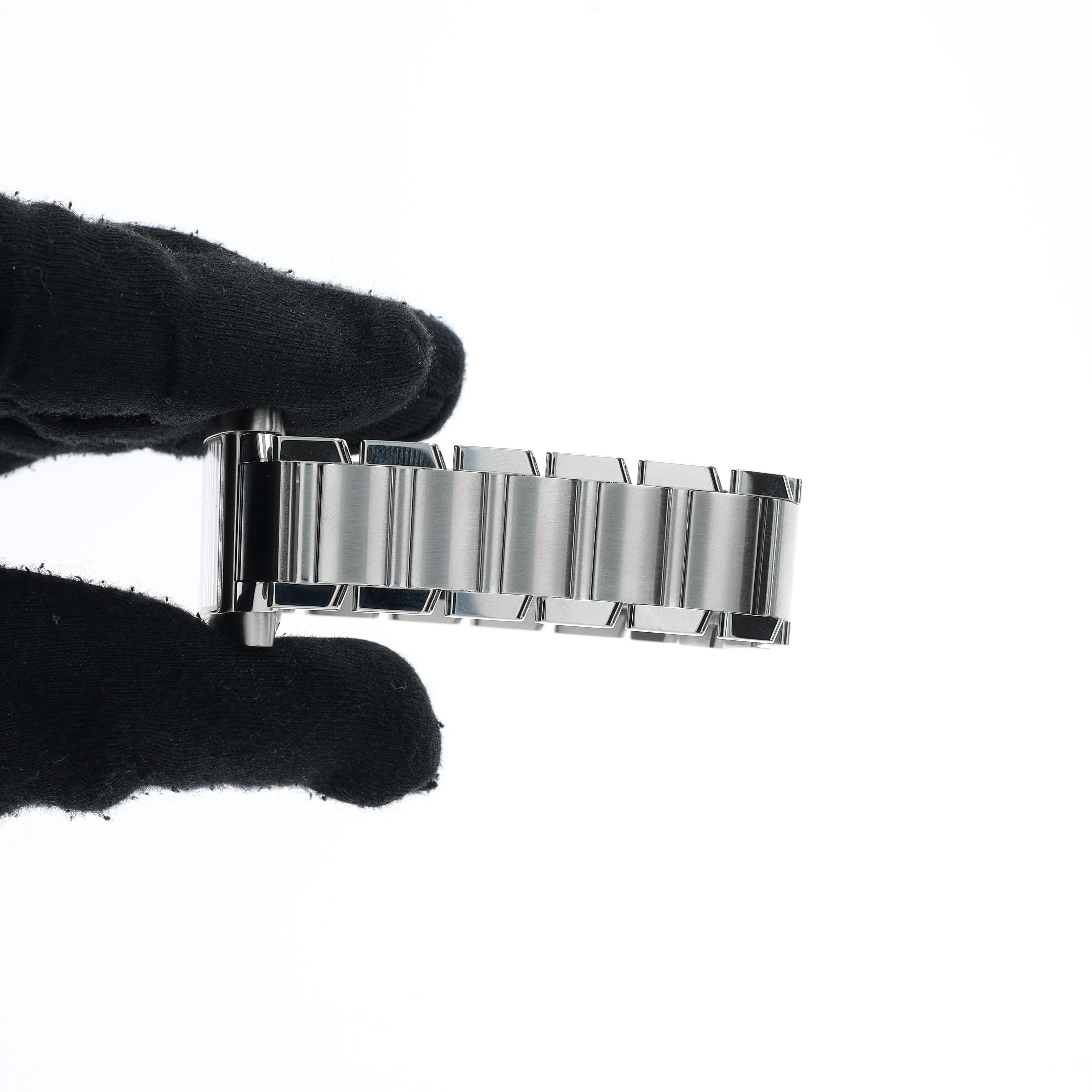 Cartier Tank Francaise 2302  White Roman Dial Fixed Bezel Cartier Tank Band