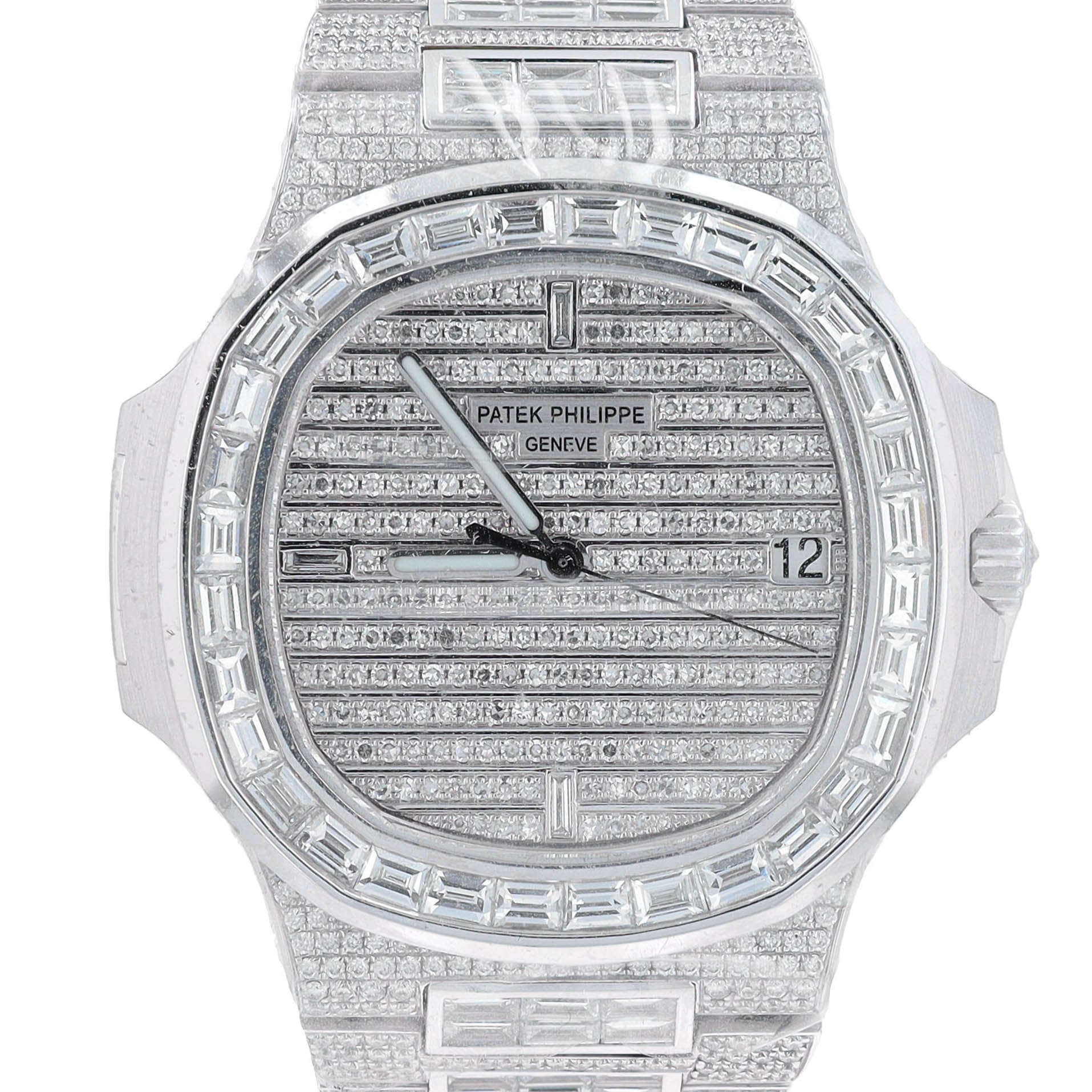 Patek Philippe Mens Loaded Diamonds & Baguette Watch