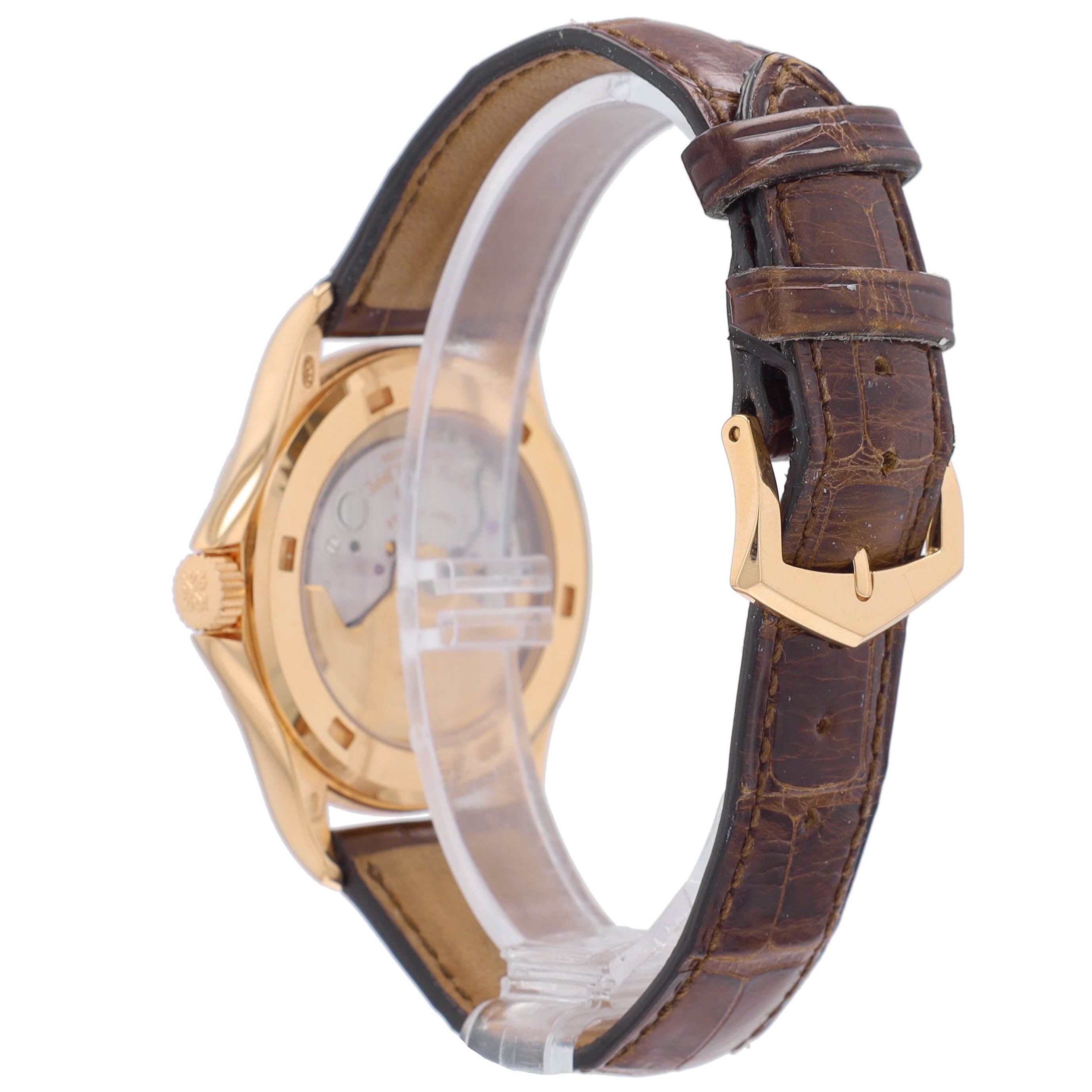 Patek Phillippe Calatrava Mens 18KY White Roman Dial Brown Leather Band w/ Box & Archive - Luxuriant Concierge