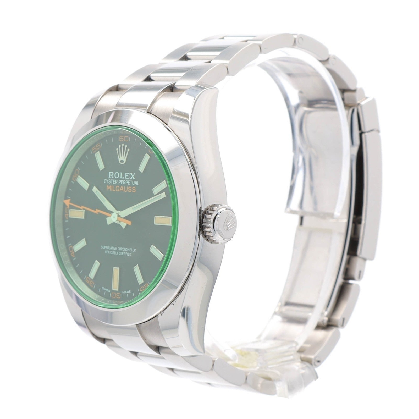 Rolex Milgauss 116400GV 2022 Green Crystal Black Dial Mens Watch 40mm w/ Paper - Luxuriant Concierge