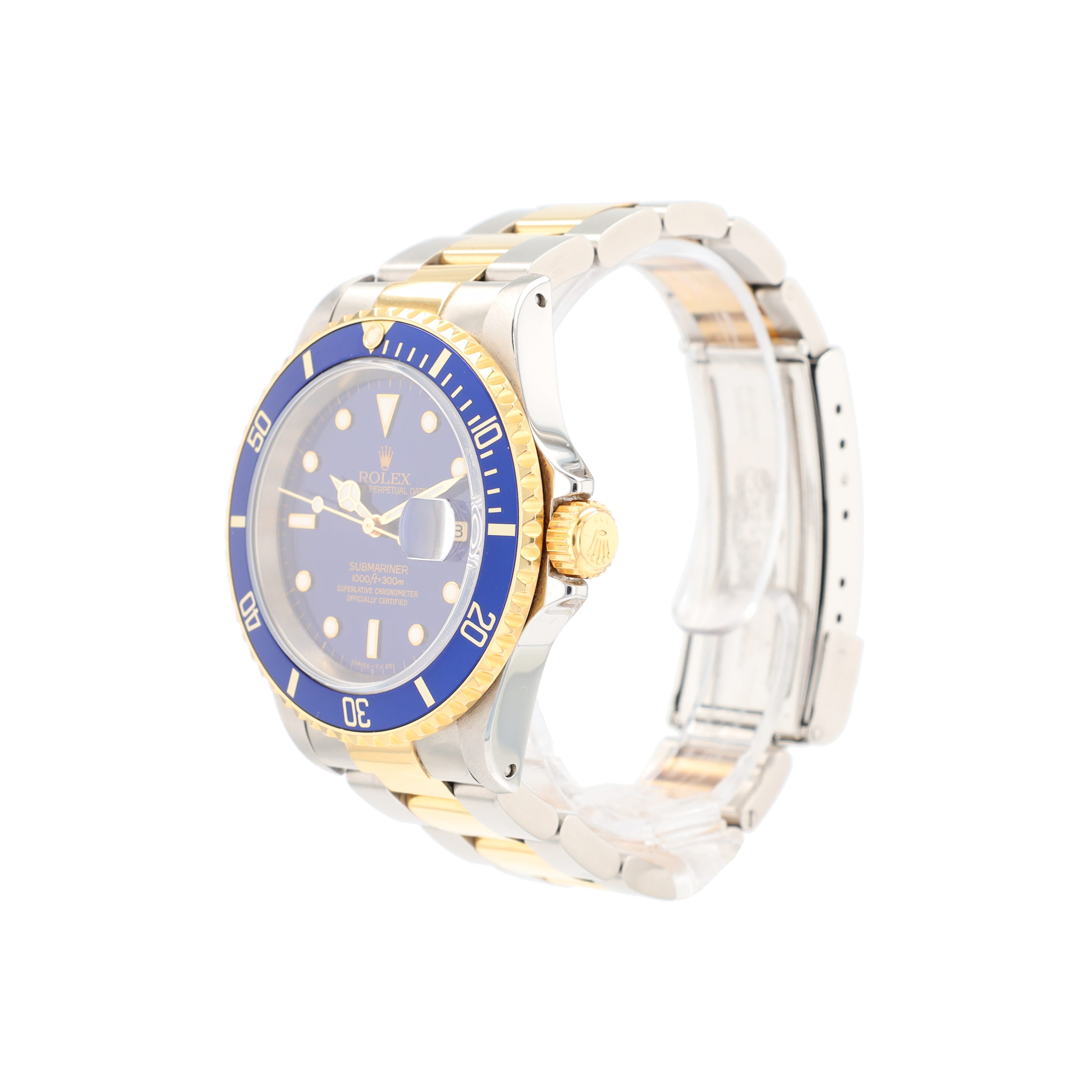 UNPOLISHED Rolex Submariner 16613 40mm Blue Luminous Dial Rotatable Bezel w/ Blue Insert Bezel Oyster Band