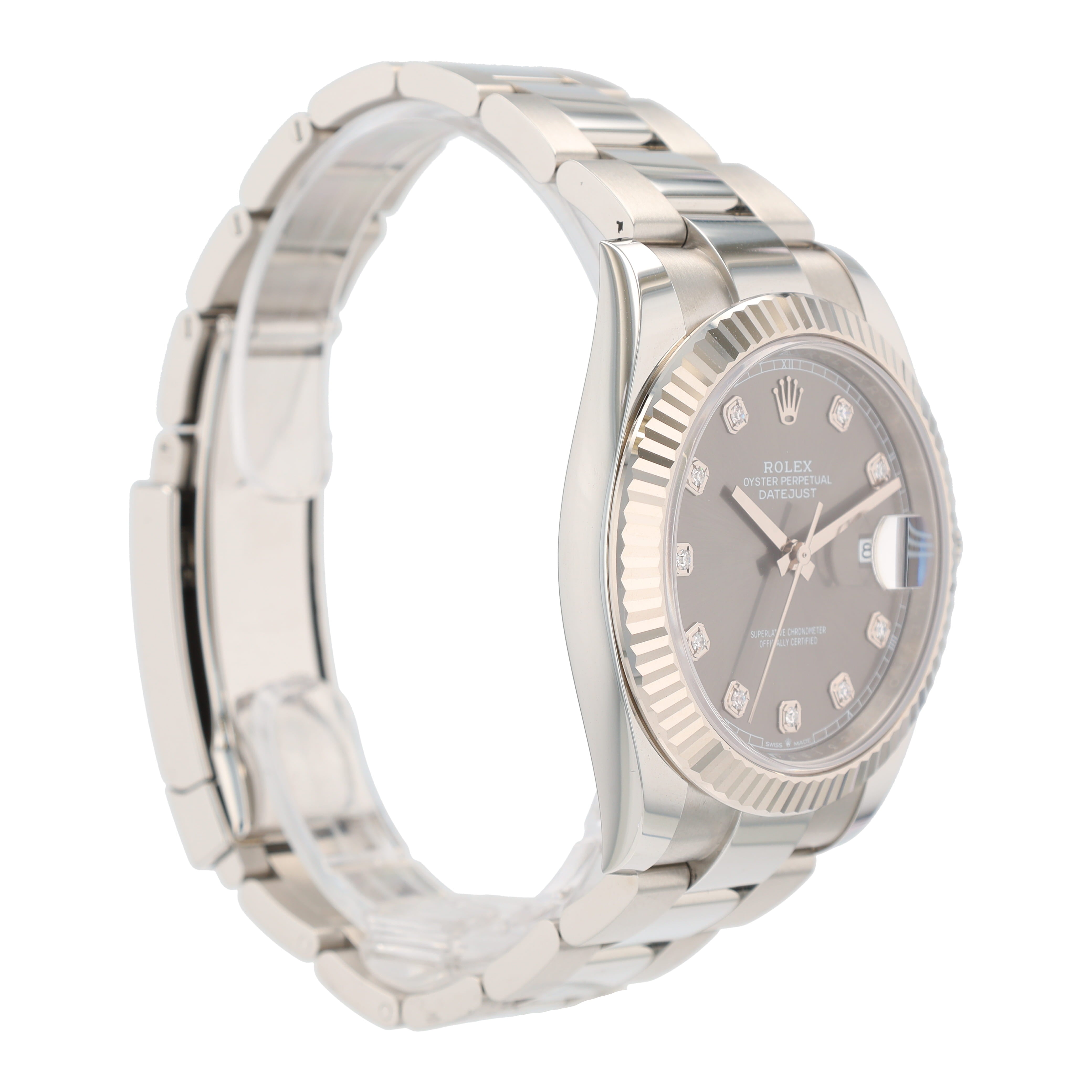 B&P Rolex  Datejust 41 126334 41mm Grey Diamond(N.S.) Dial Fluted Bezel Oyster Band - Luxuriant Concierge