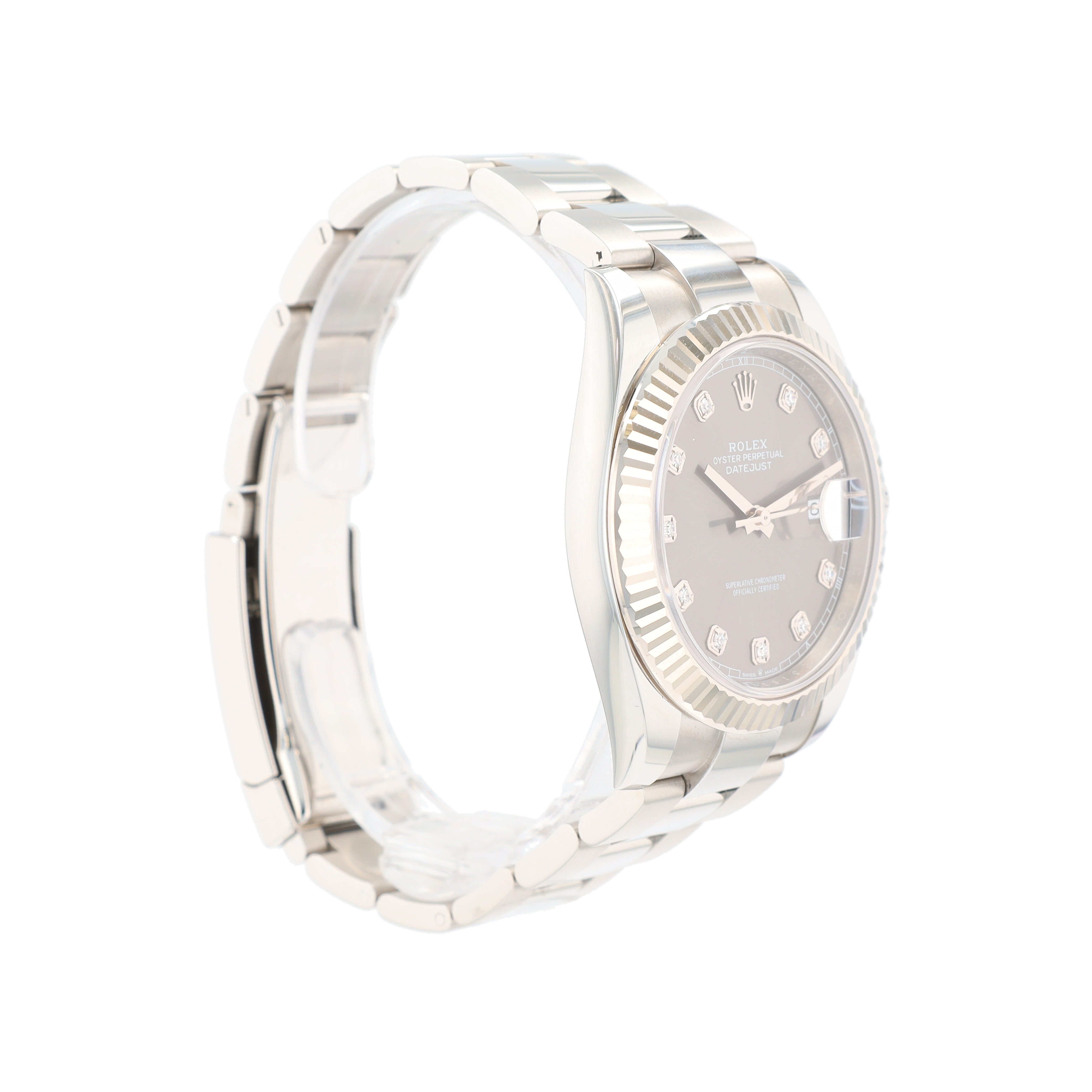 B&P Rolex  Datejust 41 126334 41mm Grey Diamond(N.S.) Dial Fluted Bezel Oyster Band - Luxuriant Concierge