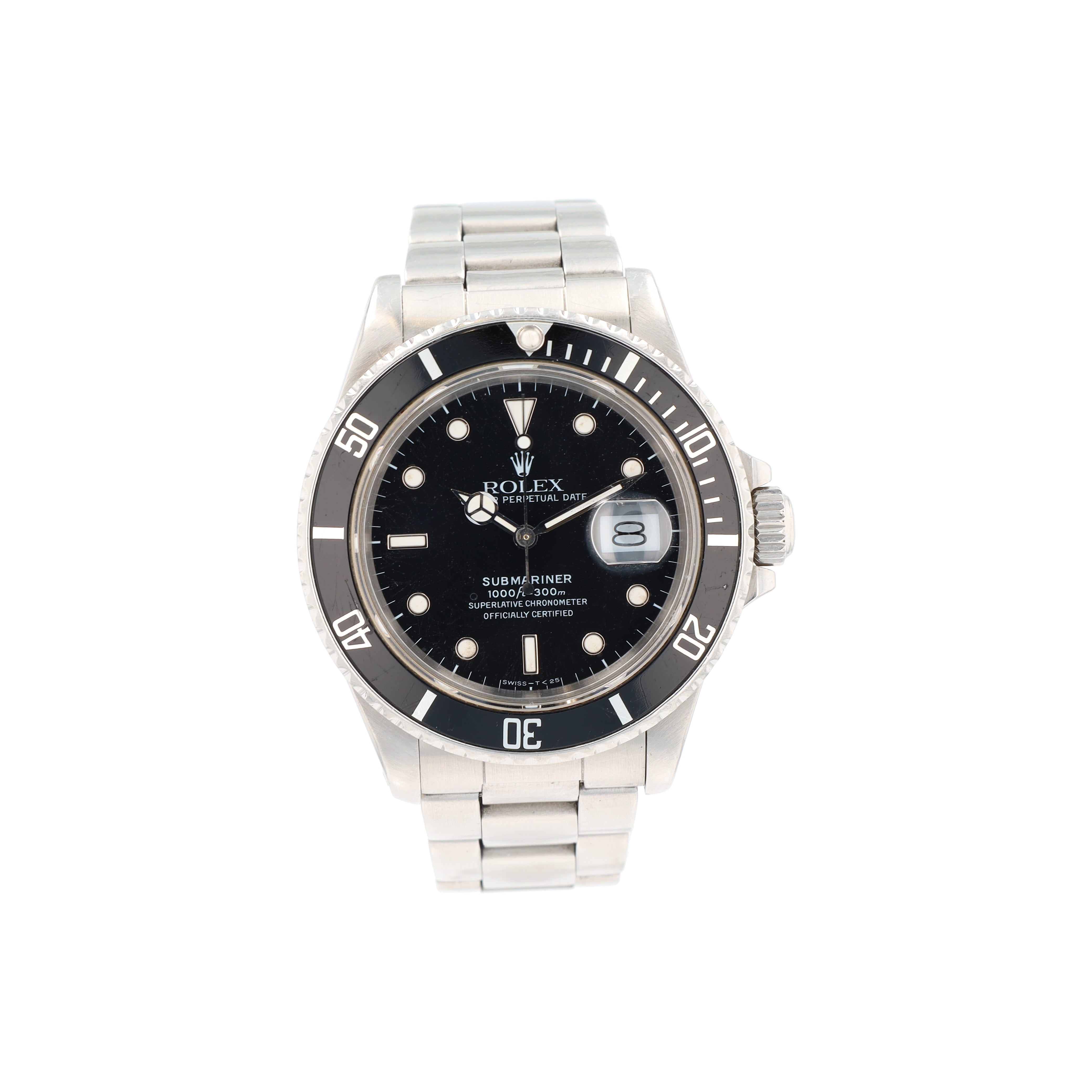 Rolex Submariner 168000 40mm Black Luminous Marker Dial Rotatable Bezel with Black Insert Bezel Oyster Band