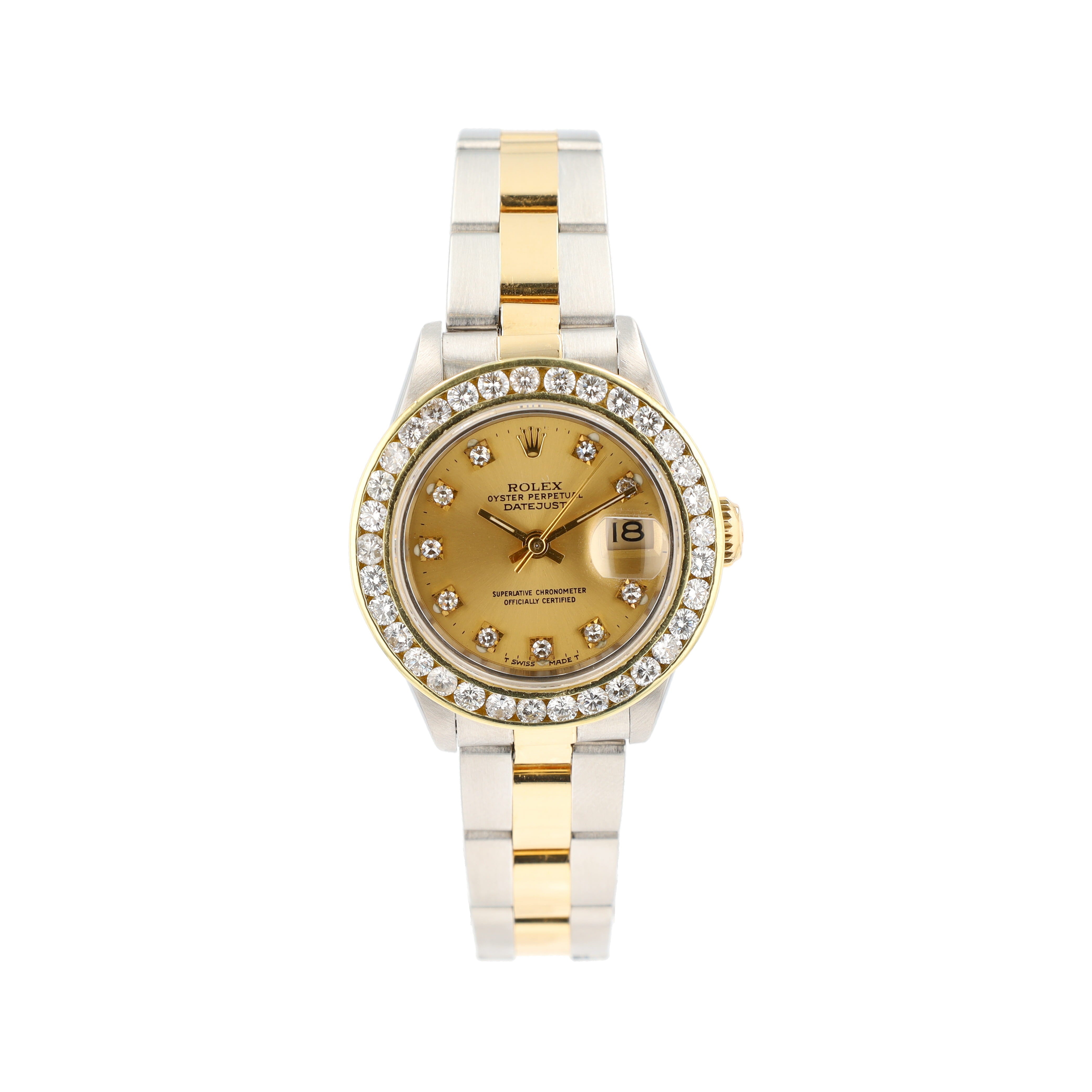 Rolex Datejust  79173 26mm Champagne Diamond(O.S.) Dial Pave Diamond Bezel Oyster Band